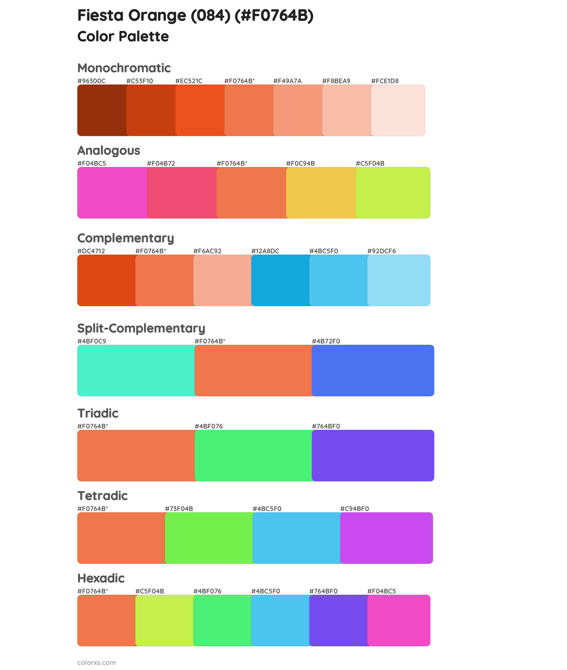 Fiesta Orange (084) Color Scheme Palettes