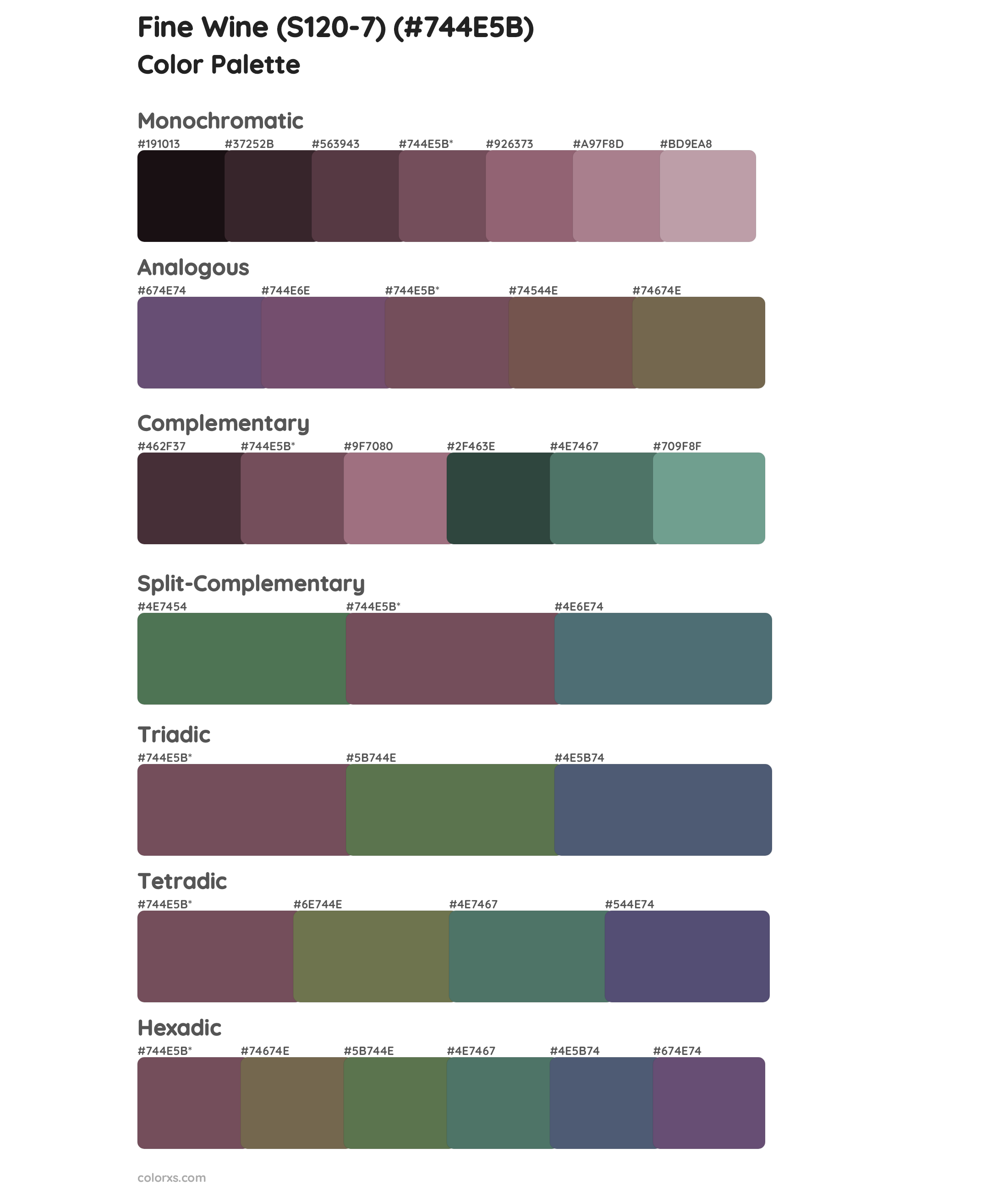 Fine Wine (S120-7) Color Scheme Palettes