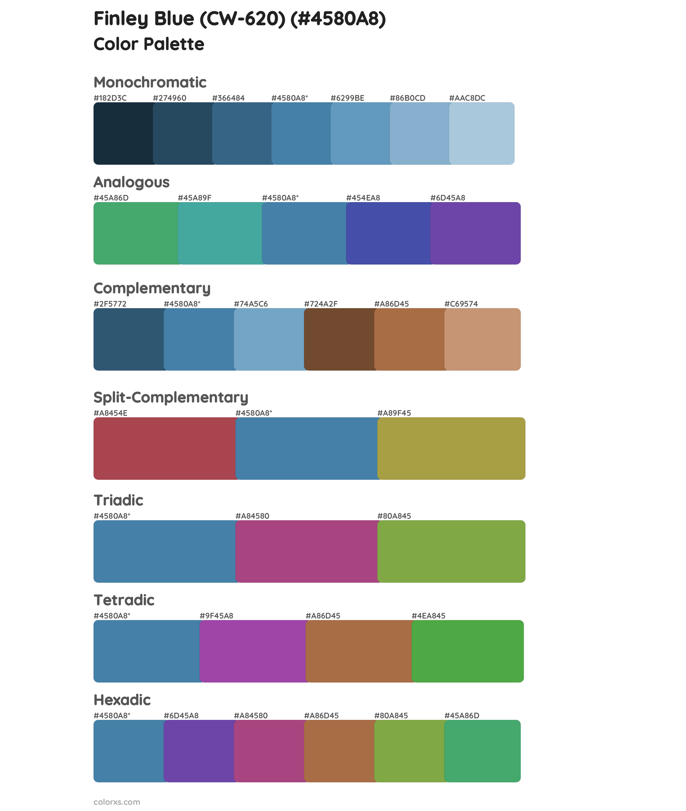 Finley Blue (CW-620) Color Scheme Palettes