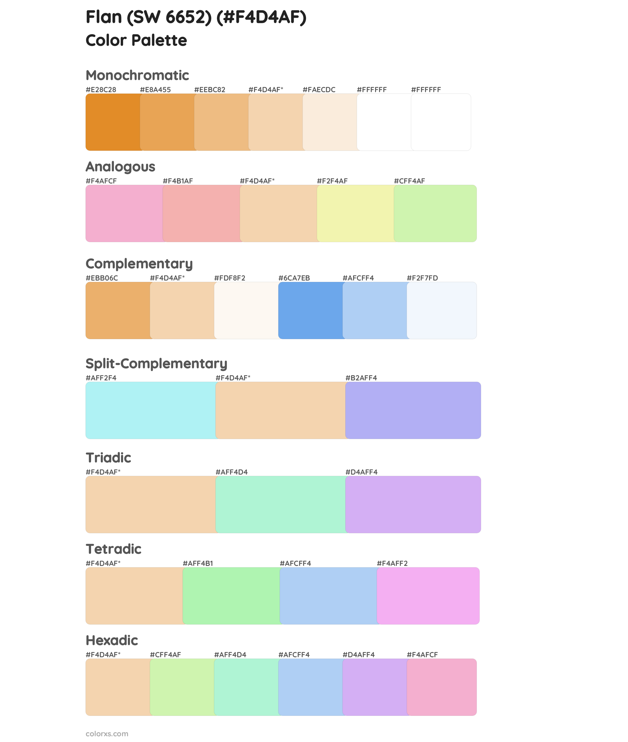 Flan (SW 6652) Color Scheme Palettes