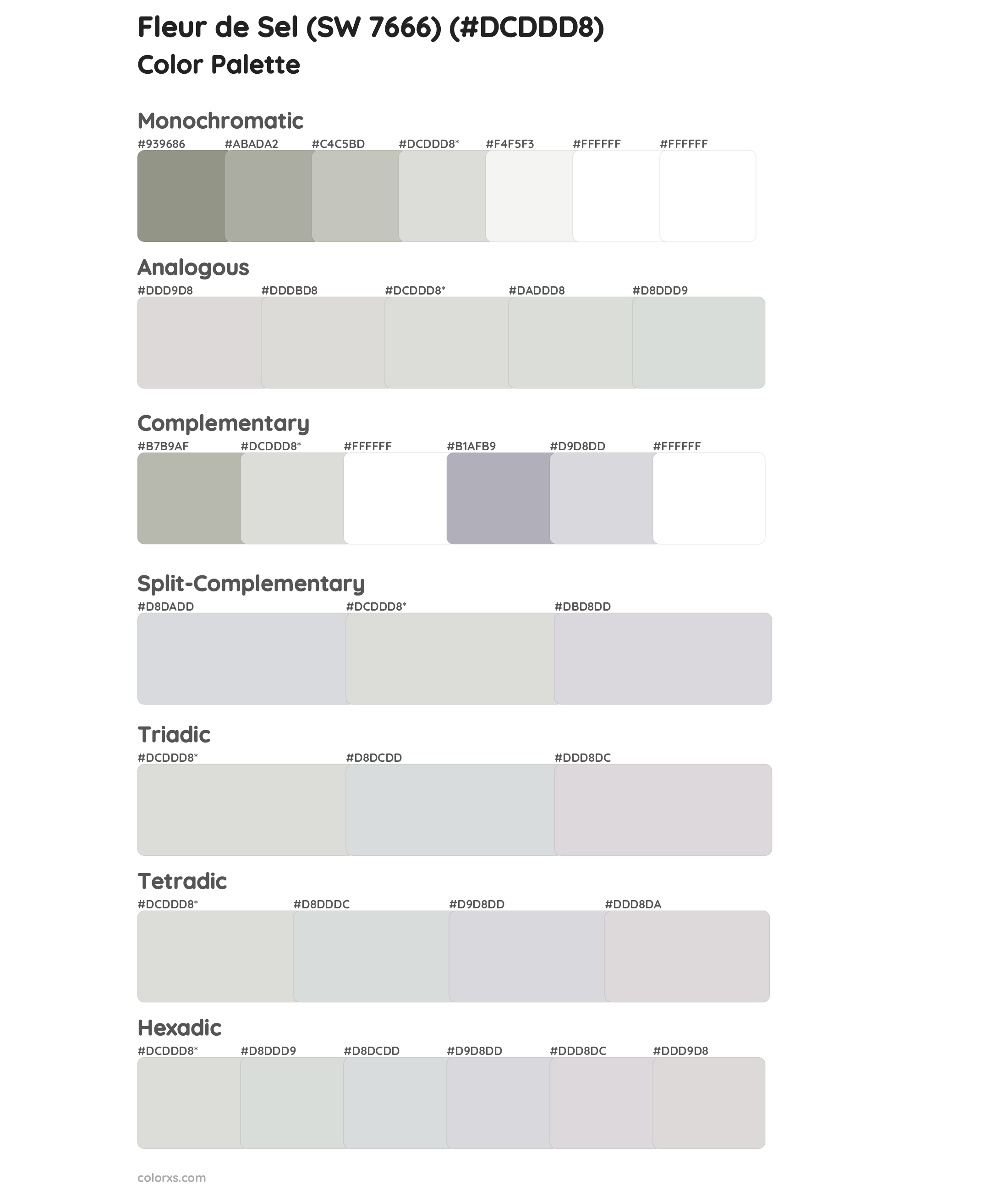 Fleur de Sel (SW 7666) Color Scheme Palettes