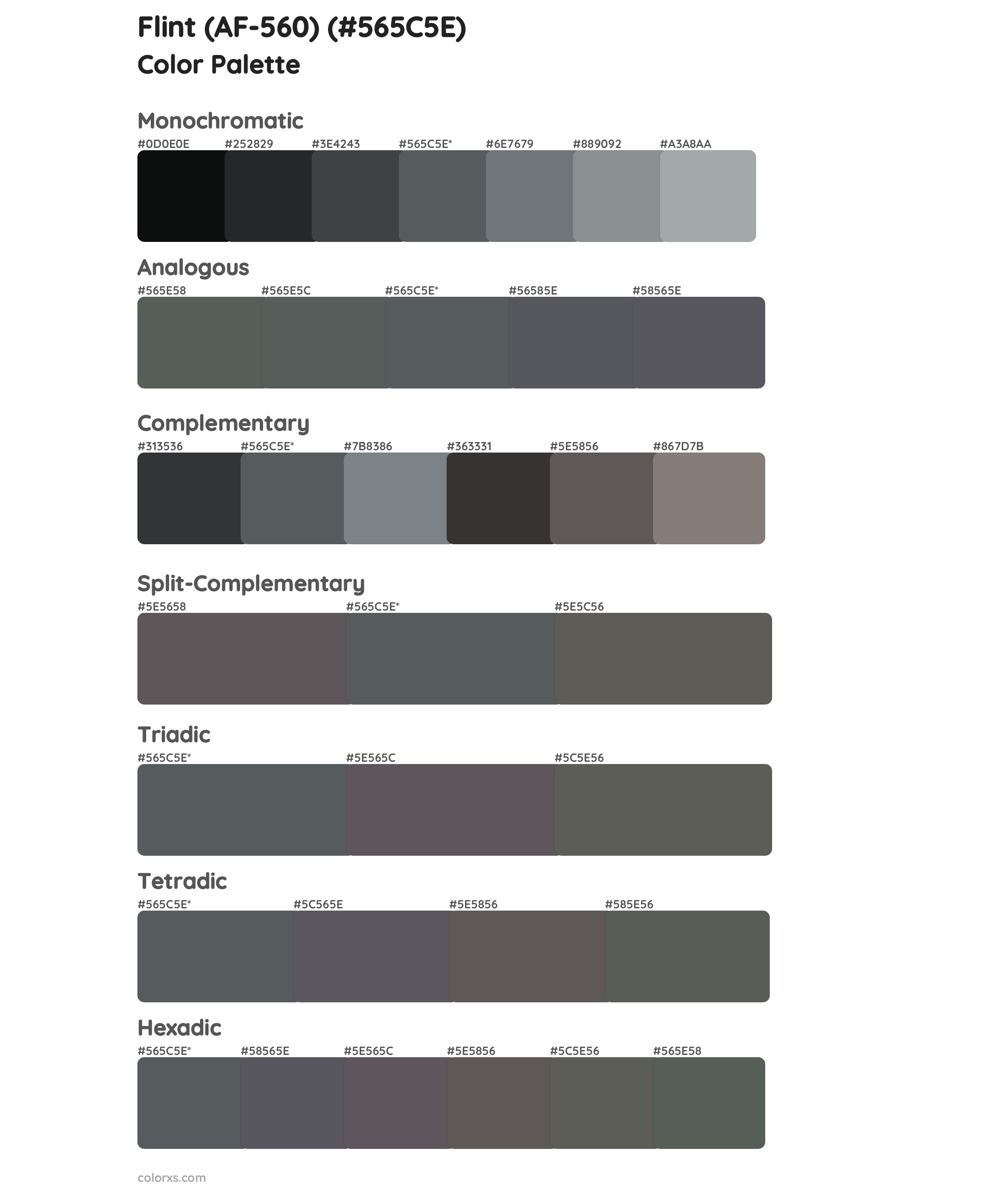 Flint (AF-560) Color Scheme Palettes