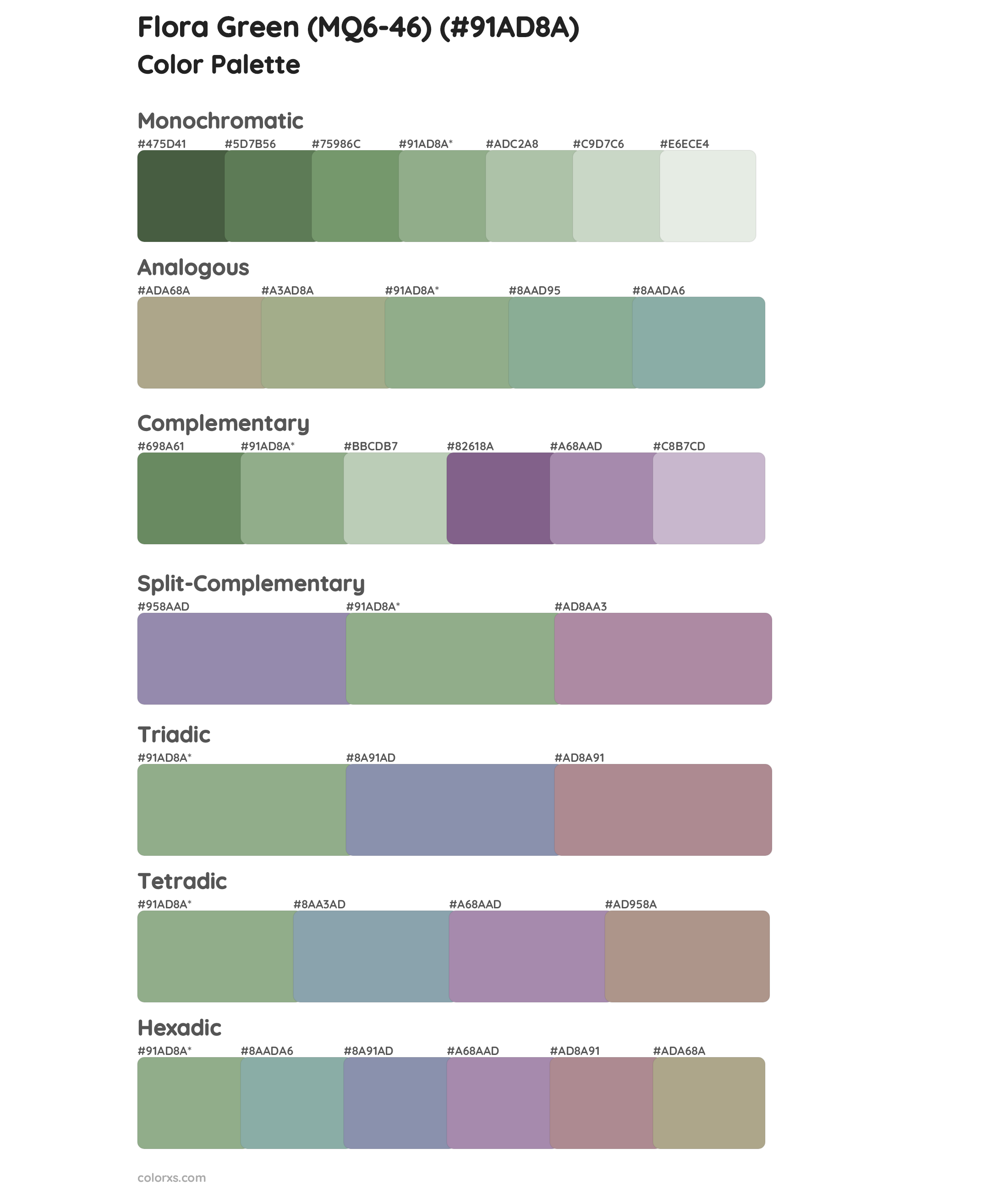 Flora Green (MQ6-46) Color Scheme Palettes