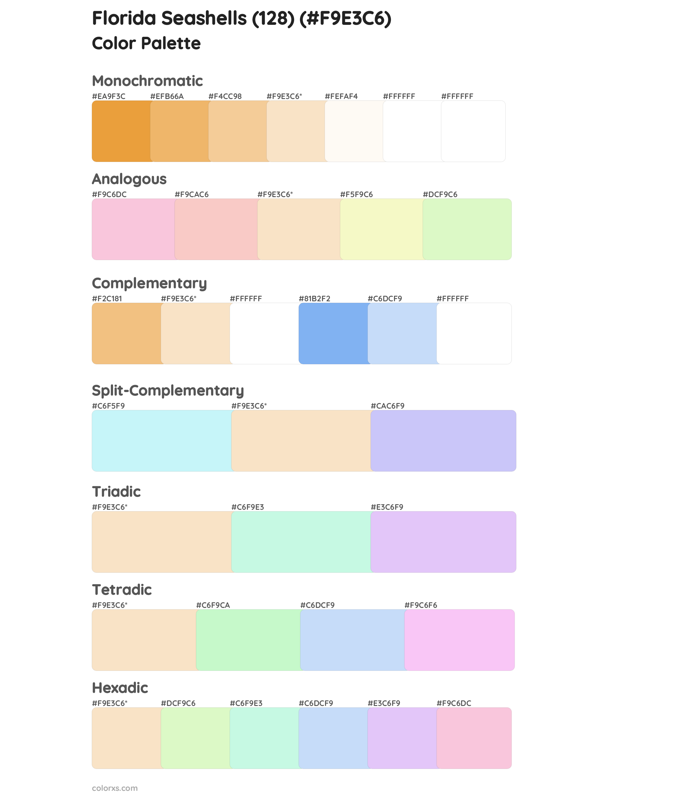 Florida Seashells (128) Color Scheme Palettes