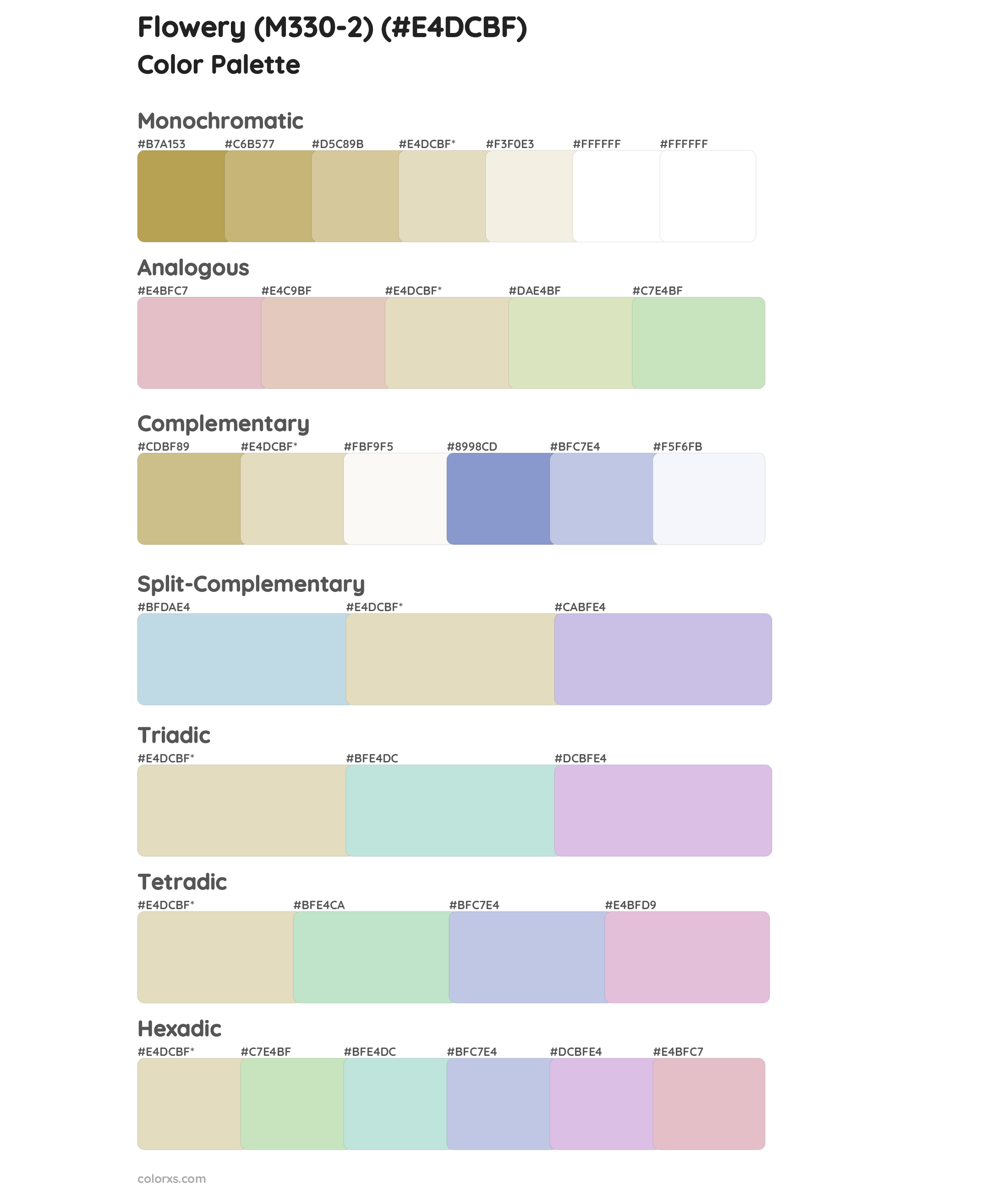 Flowery (M330-2) Color Scheme Palettes