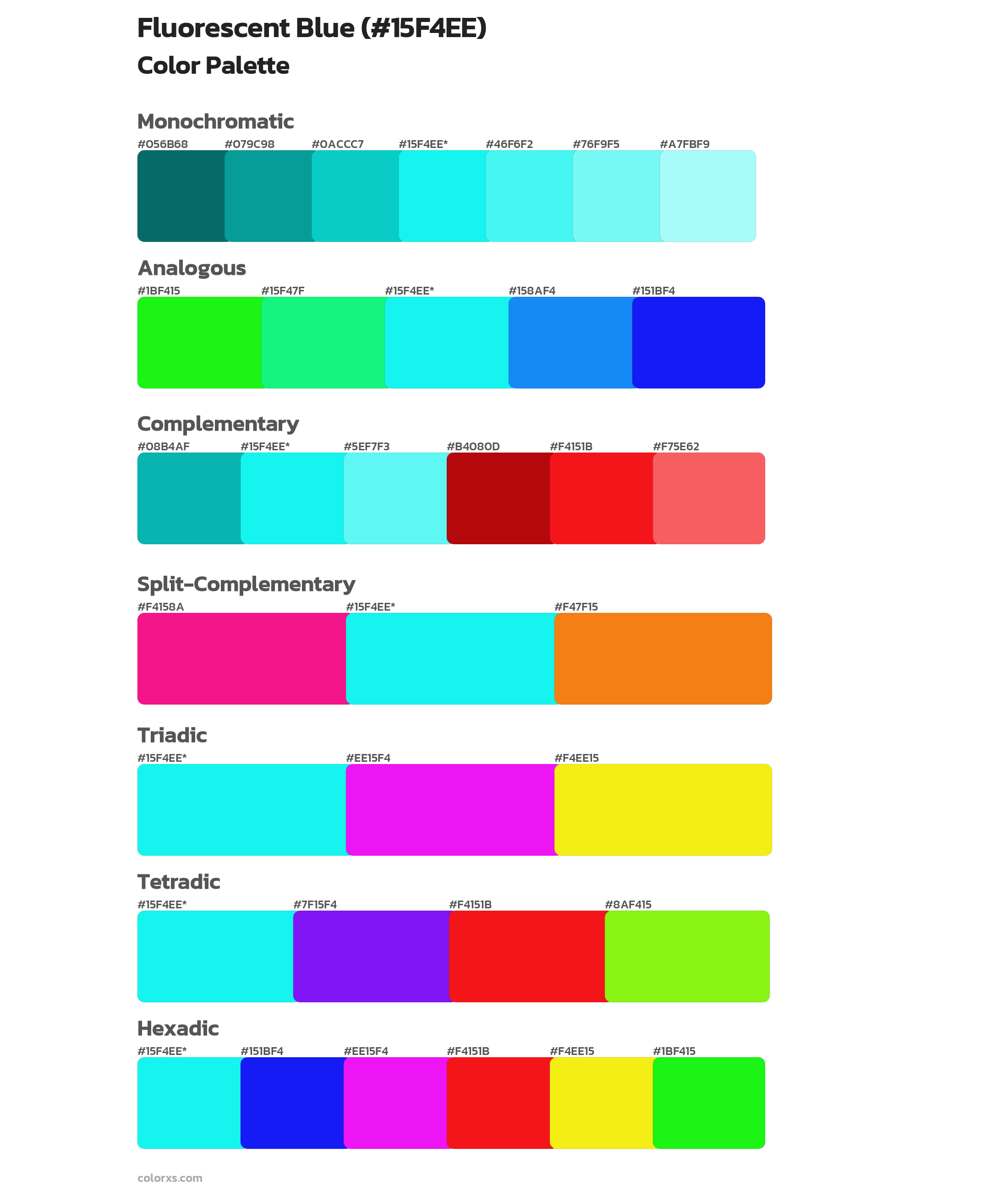 Fluorescent Blue Color Palettes And Color Scheme Combinations Colorxs