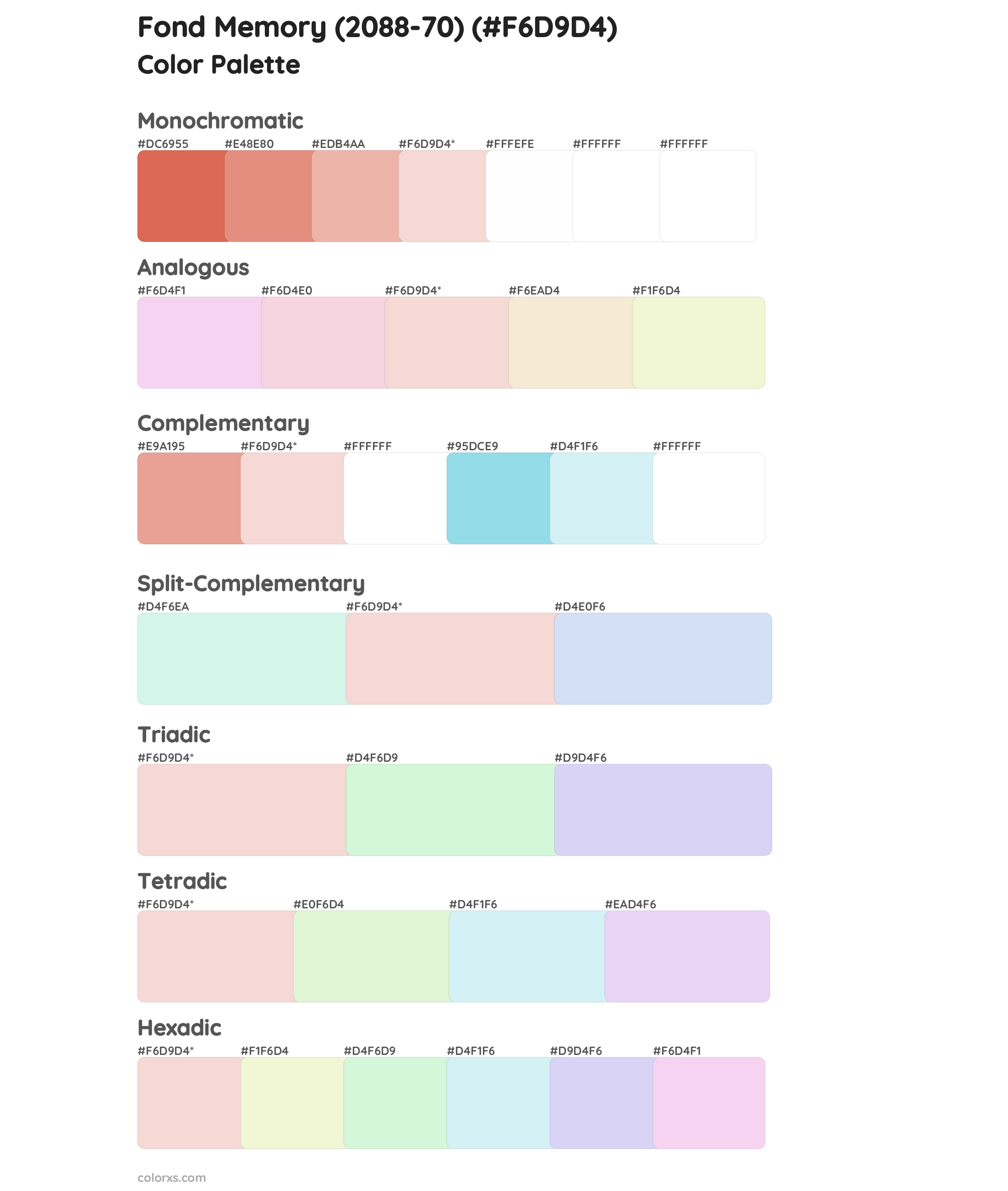 Fond Memory (2088-70) Color Scheme Palettes