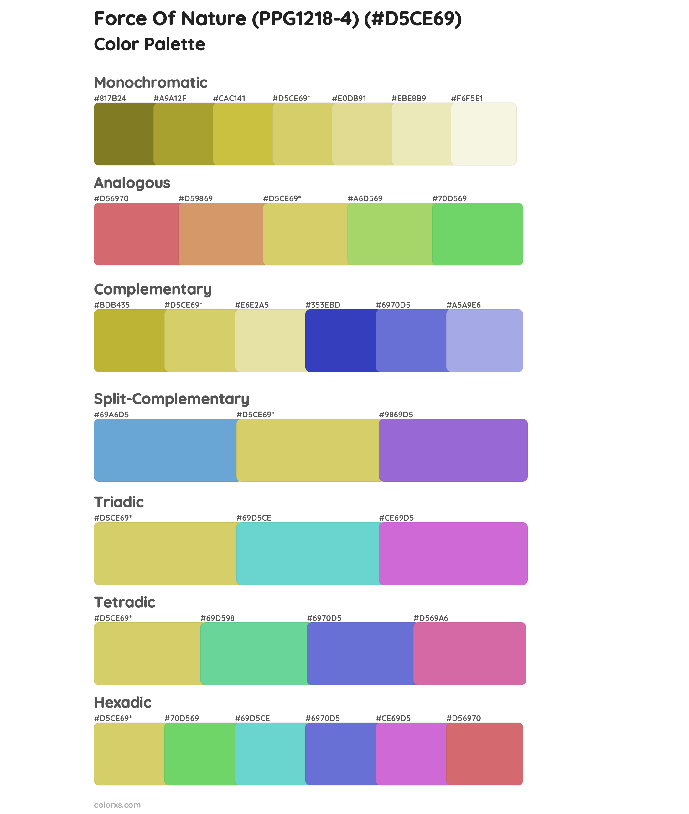 Force Of Nature (PPG1218-4) Color Scheme Palettes