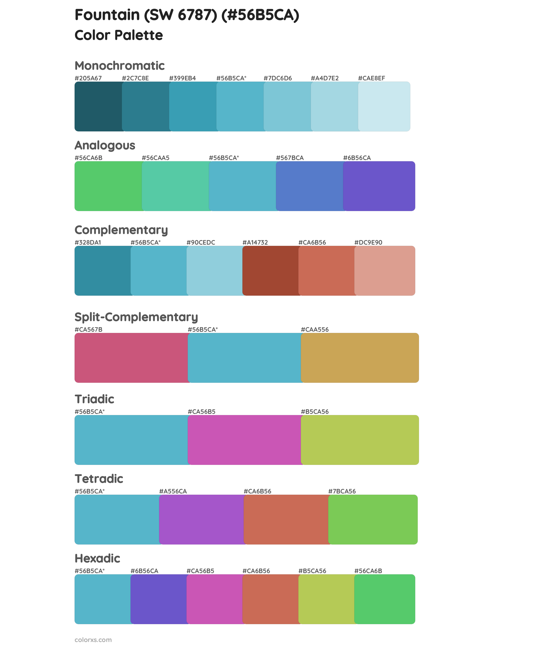 Fountain (SW 6787) Color Scheme Palettes