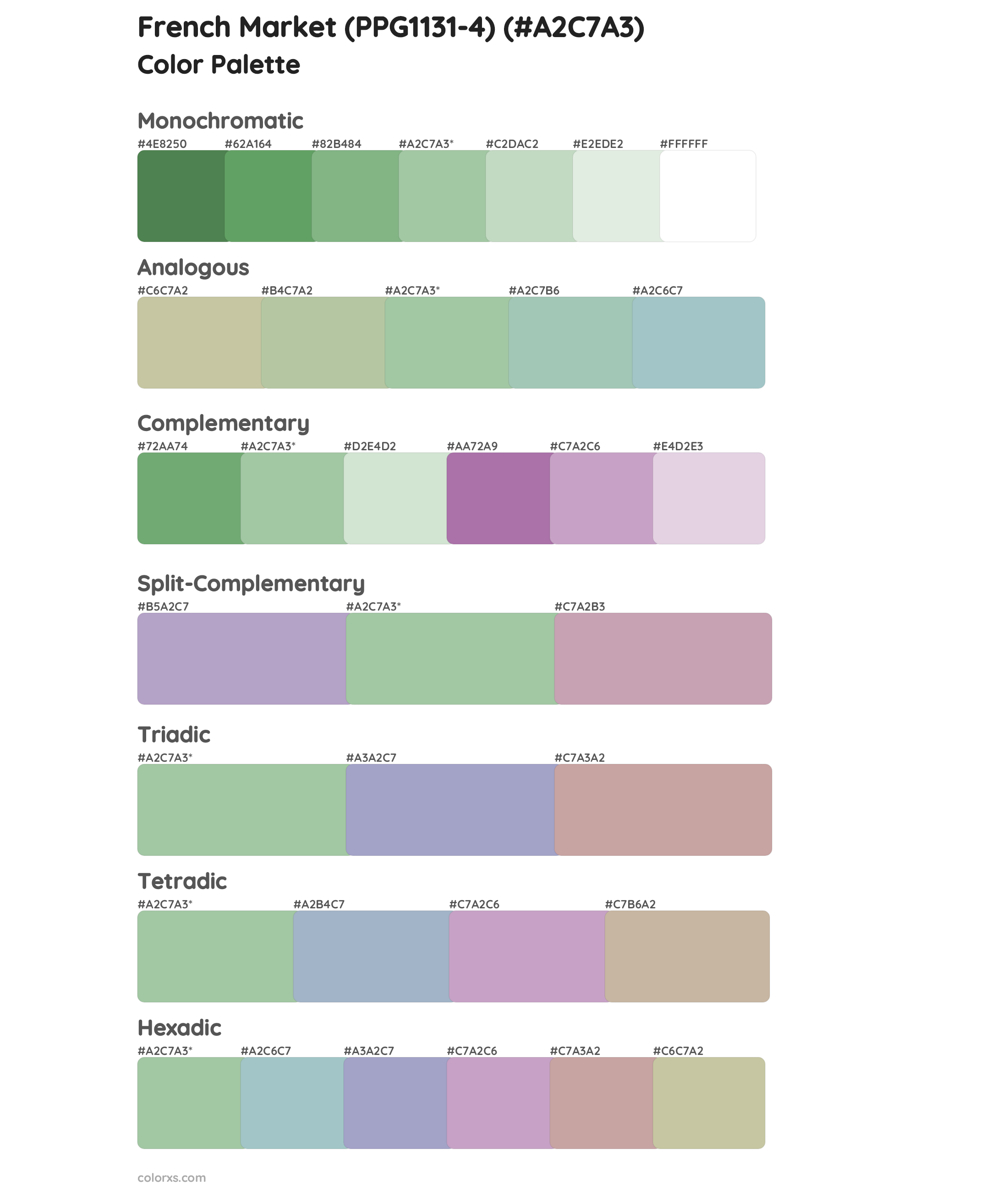 French Market (PPG1131-4) Color Scheme Palettes