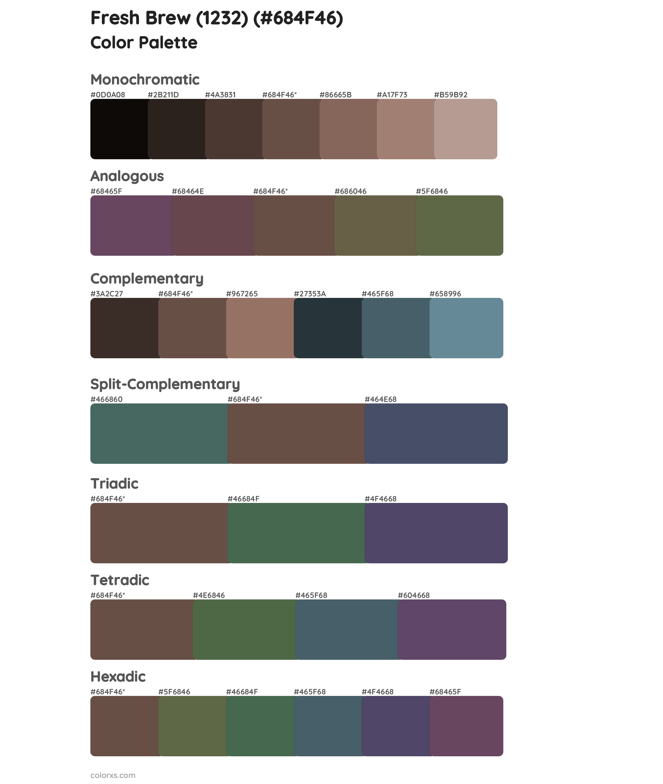 Fresh Brew (1232) Color Scheme Palettes