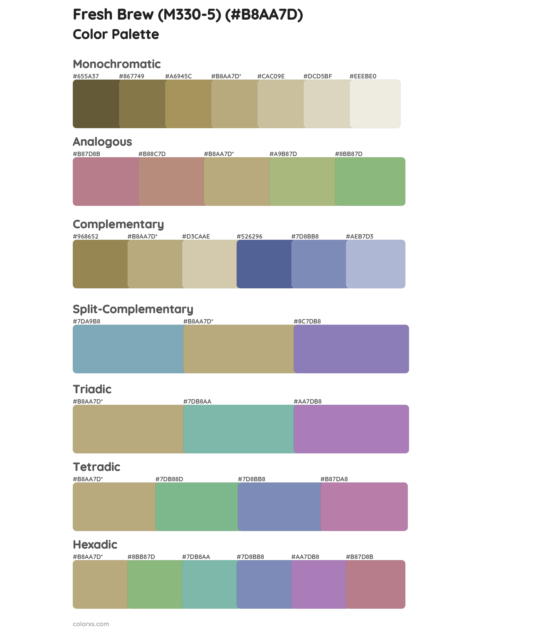 Fresh Brew (M330-5) Color Scheme Palettes