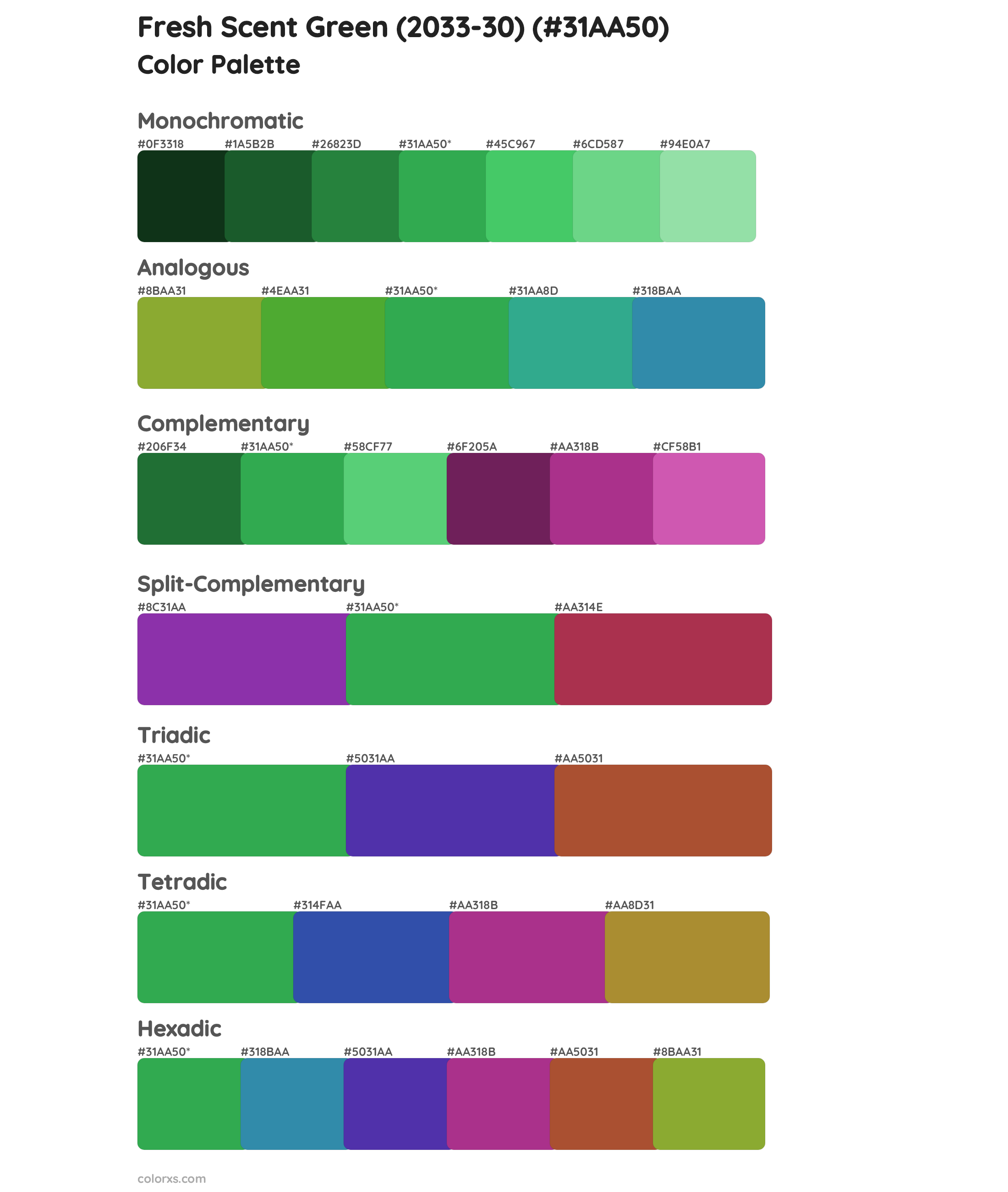 Fresh Scent Green (2033-30) Color Scheme Palettes