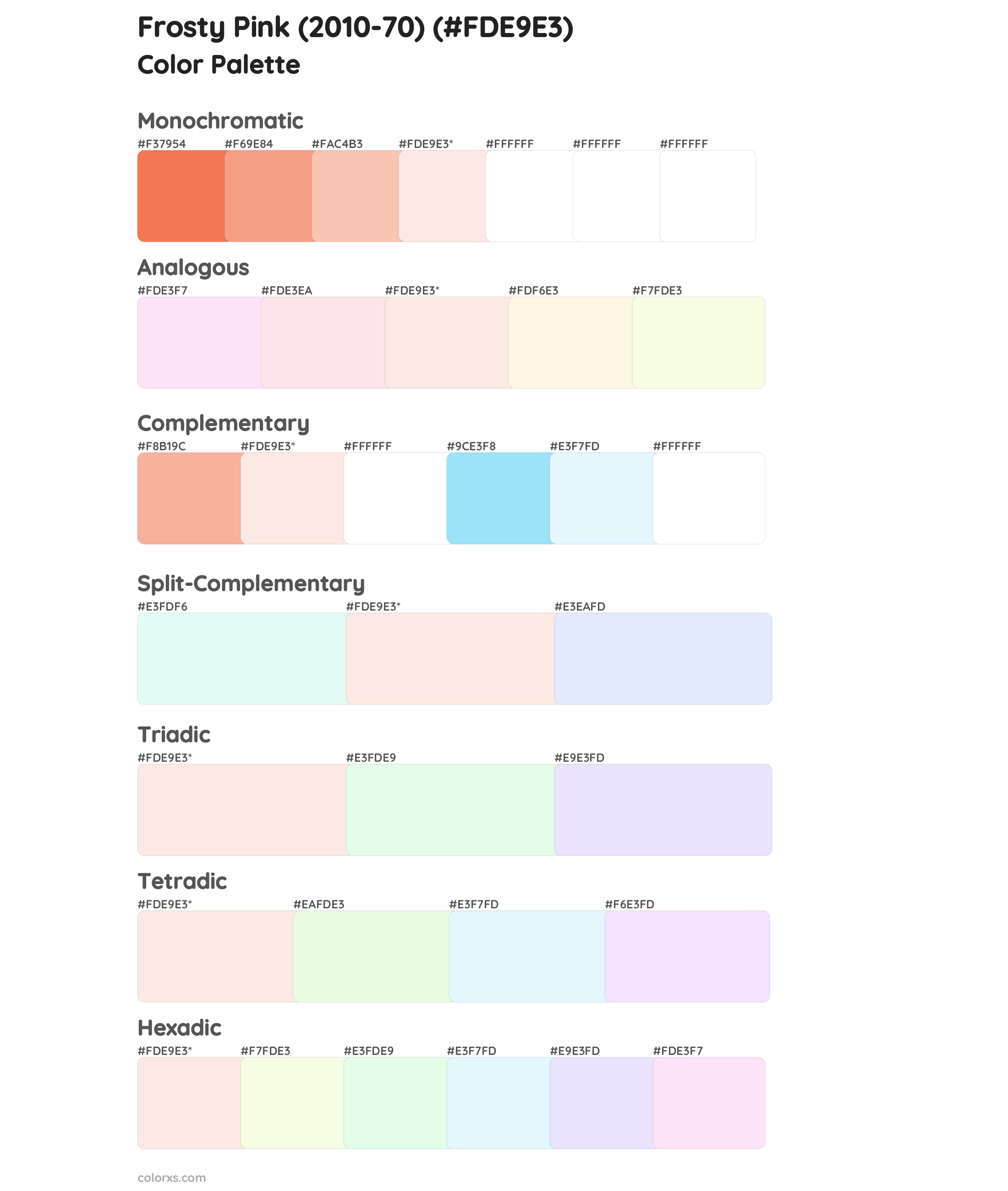 Frosty Pink (2010-70) Color Scheme Palettes