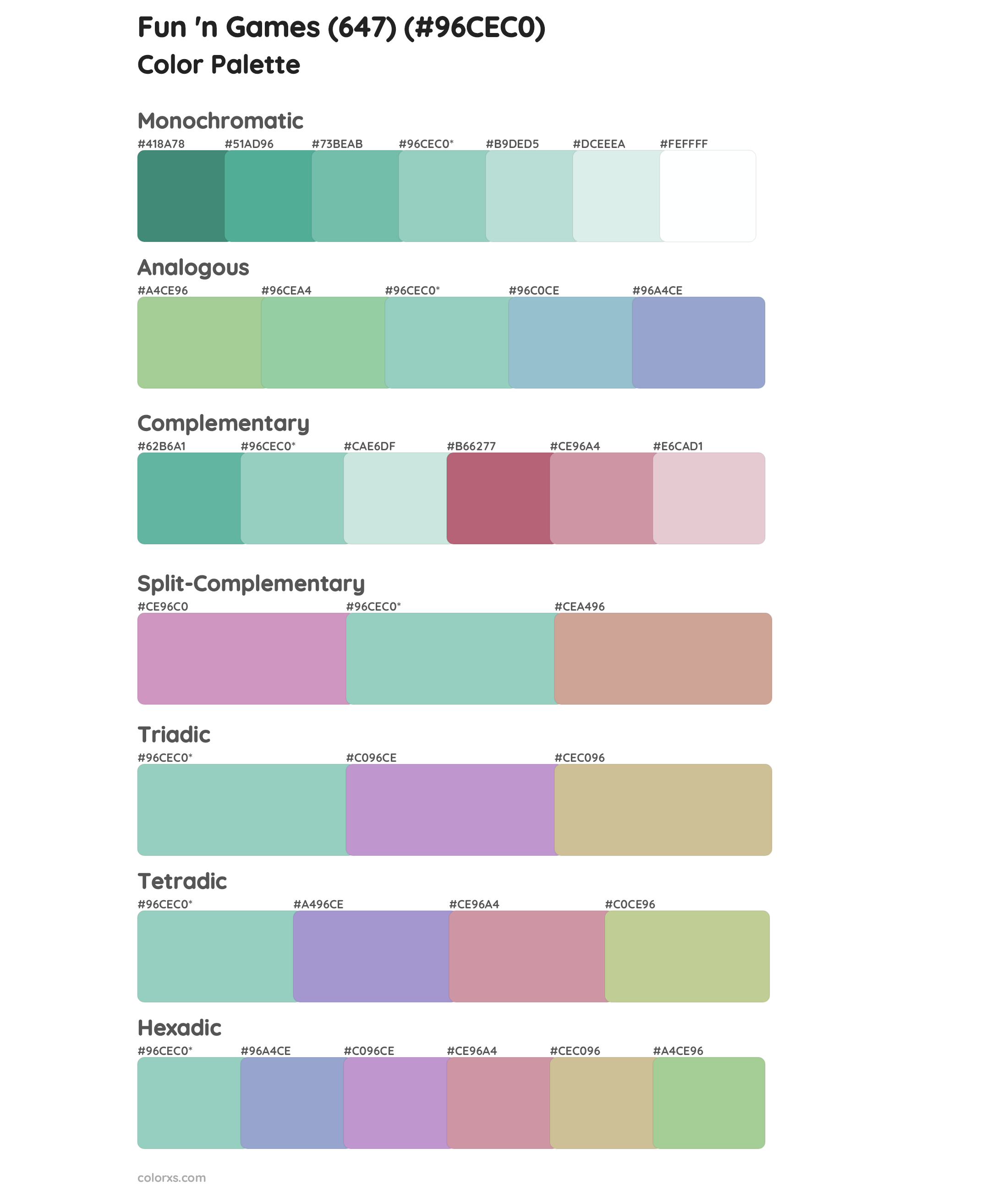 Fun 'n Games (647) Color Scheme Palettes