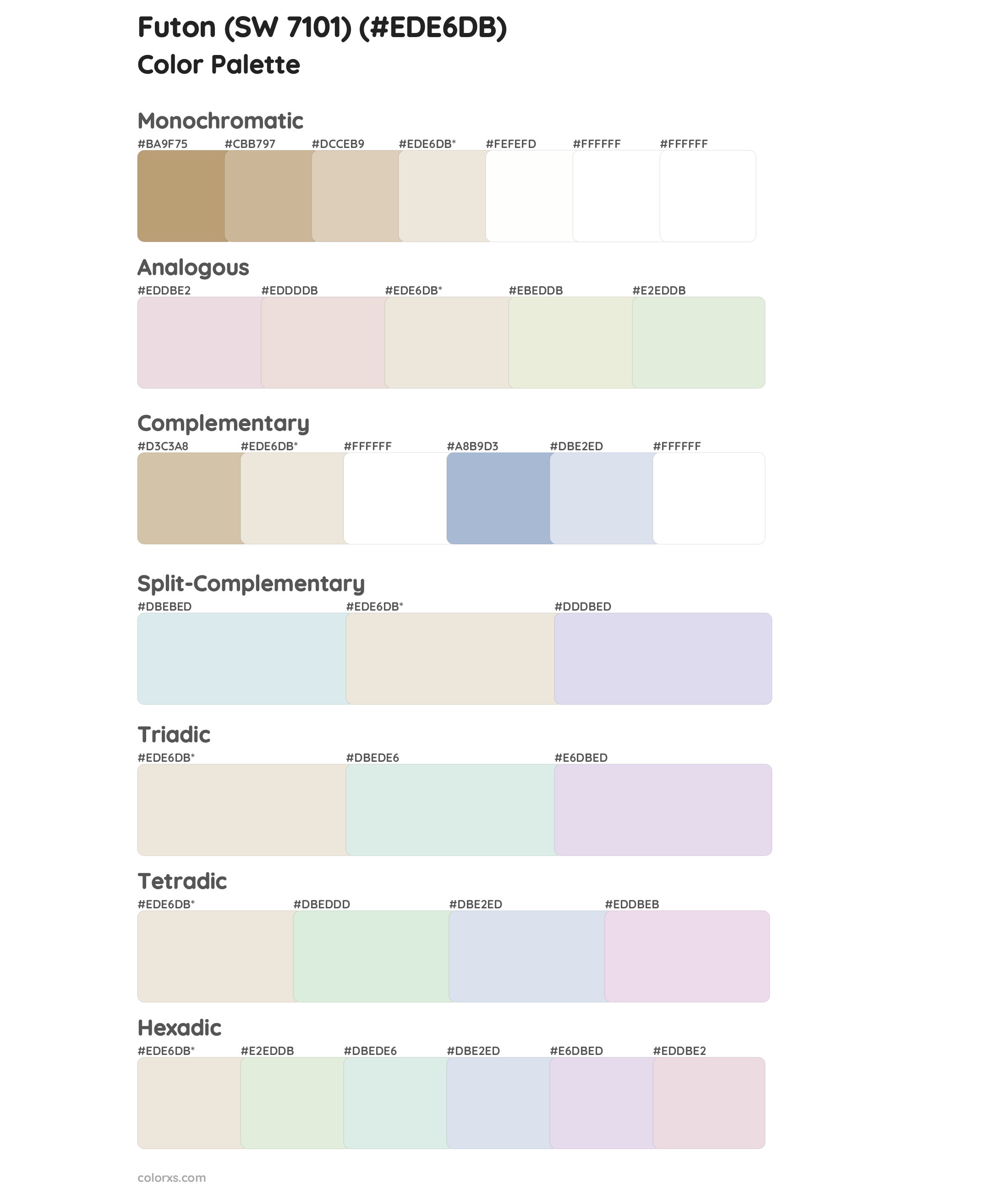 Futon (SW 7101) Color Scheme Palettes