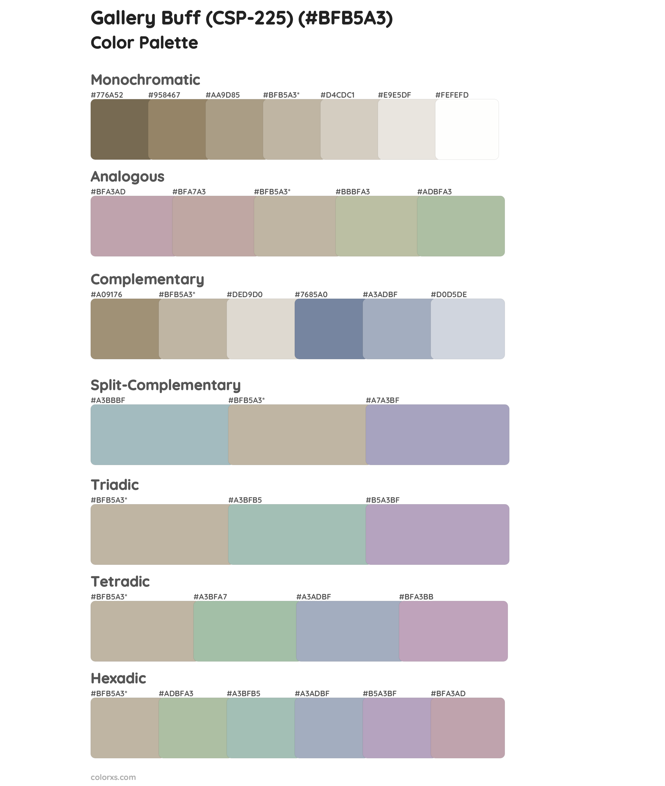 Gallery Buff (CSP-225) Color Scheme Palettes