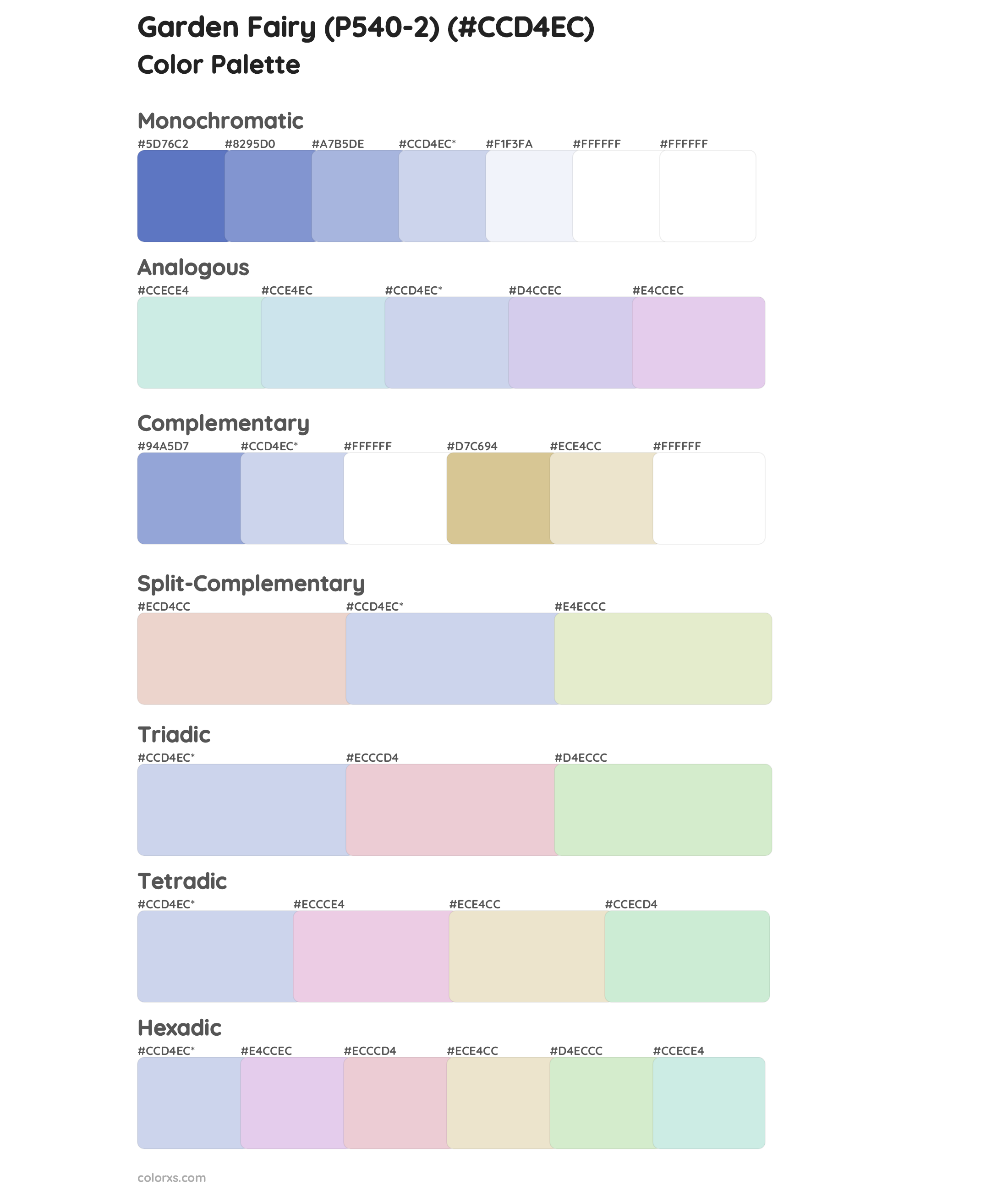 Garden Fairy (P540-2) Color Scheme Palettes