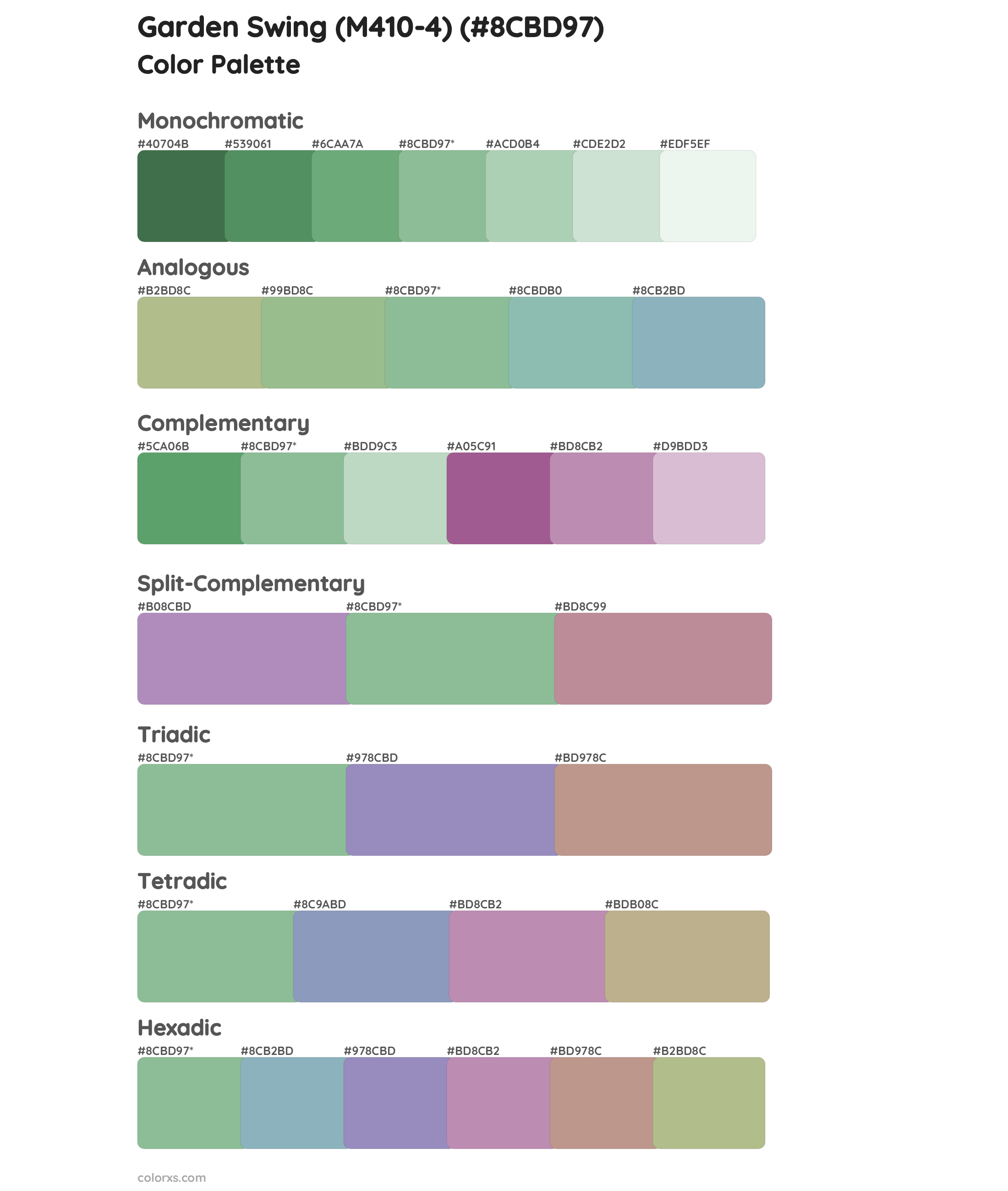 Garden Swing (M410-4) Color Scheme Palettes