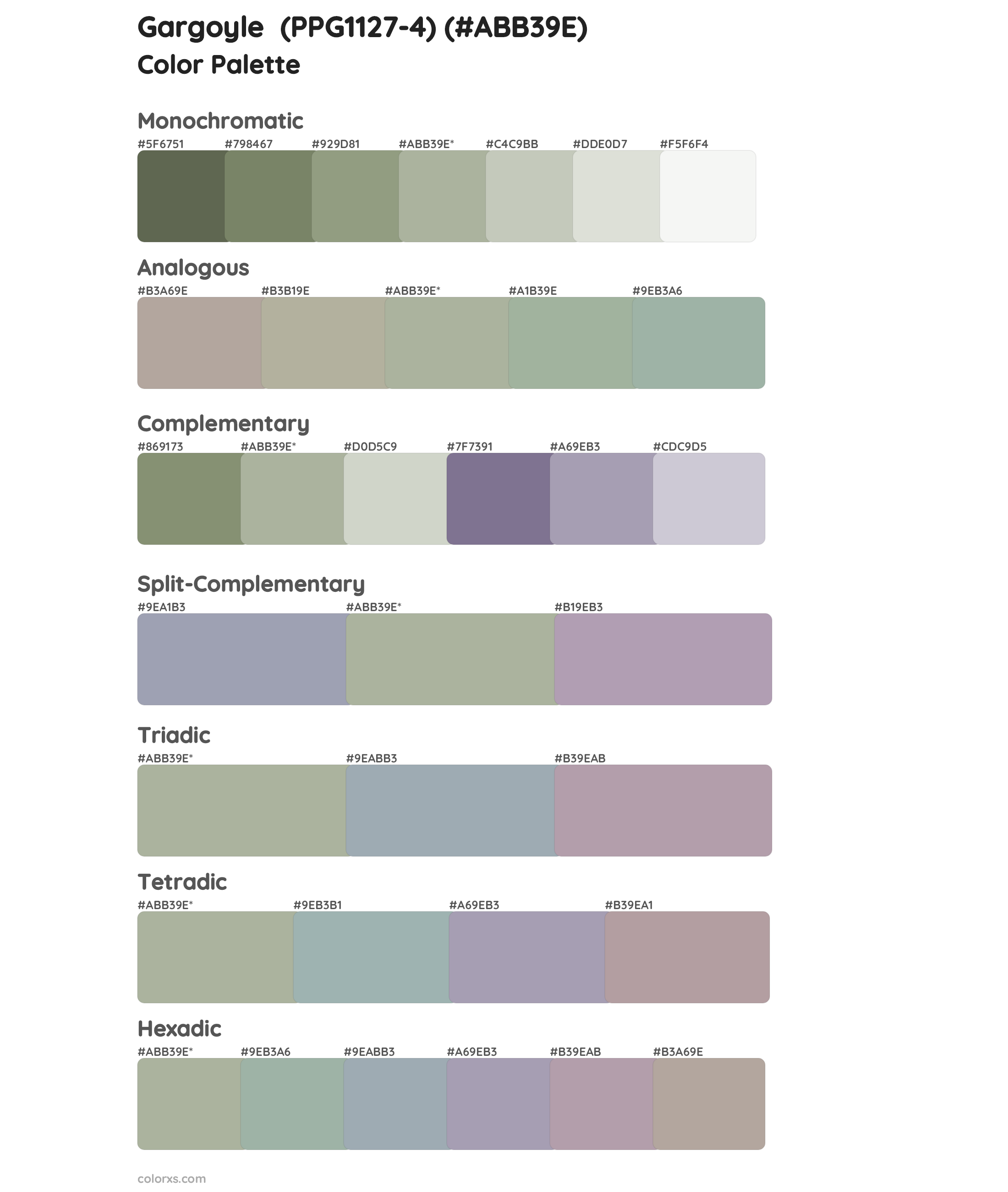 Gargoyle  (PPG1127-4) Color Scheme Palettes