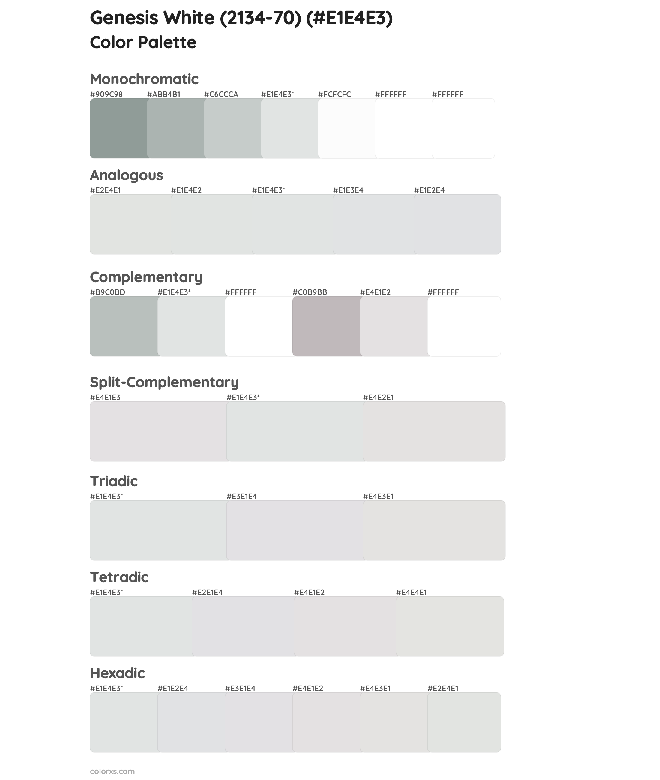 Genesis White (2134-70) Color Scheme Palettes