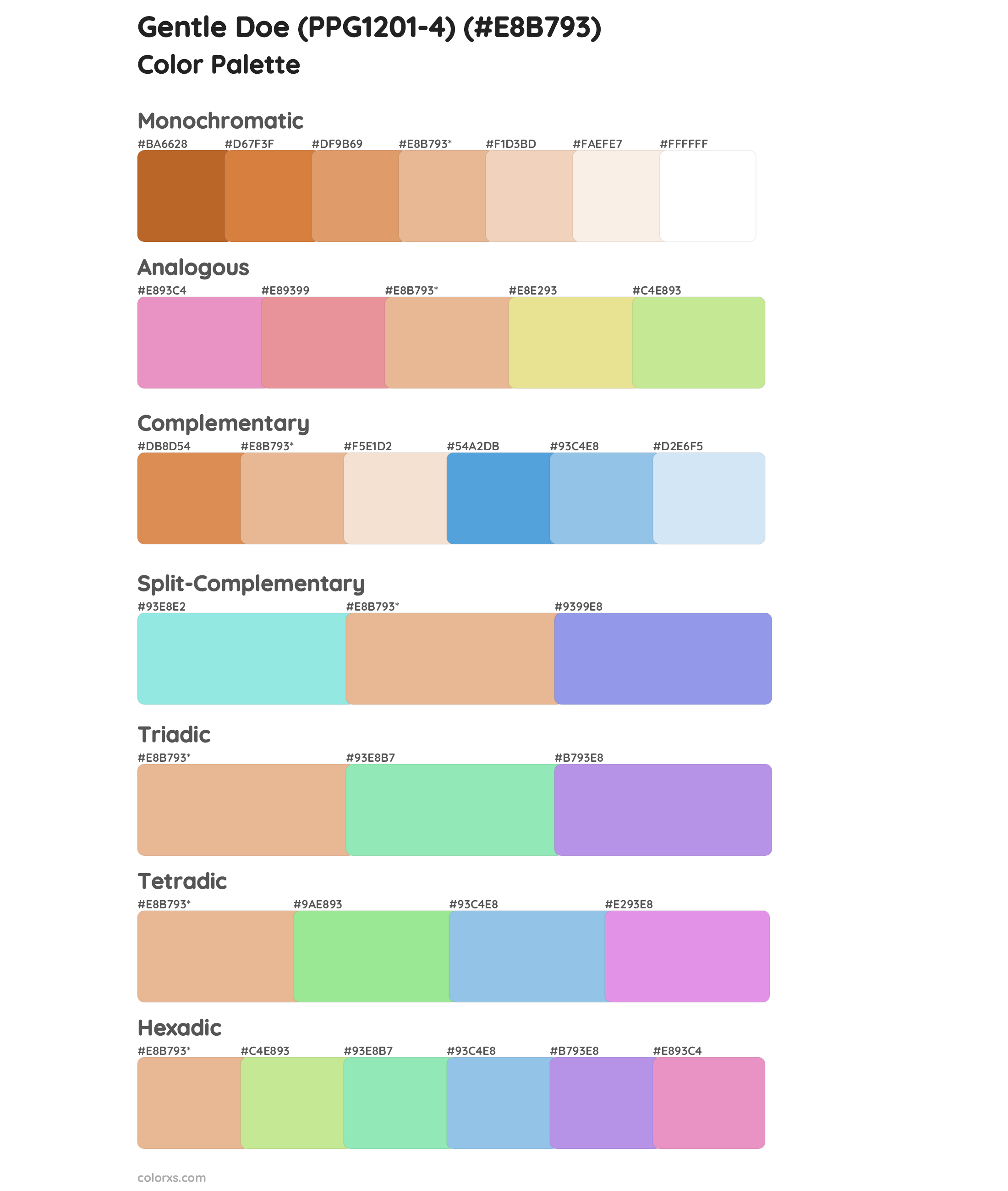 Gentle Doe (PPG1201-4) Color Scheme Palettes