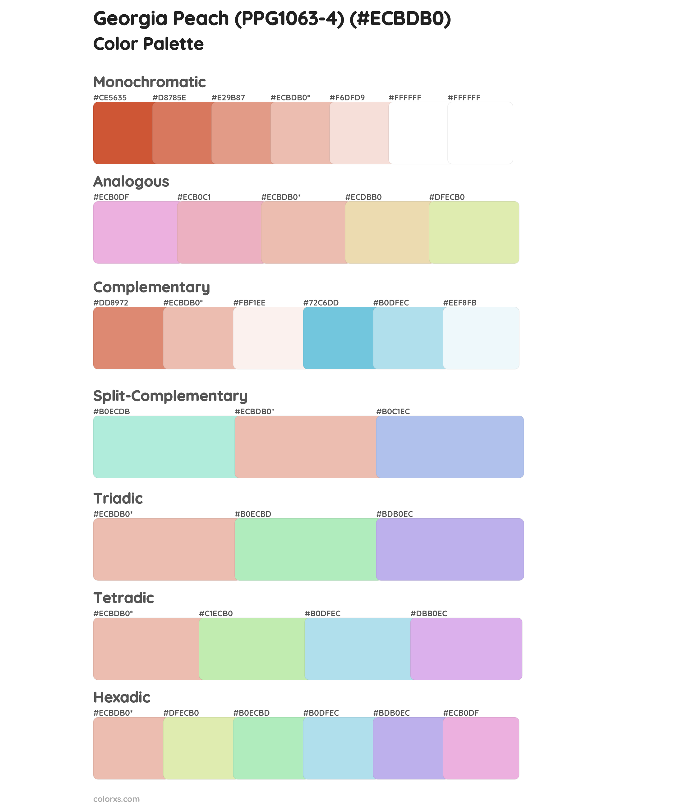 Georgia Peach (PPG1063-4) Color Scheme Palettes