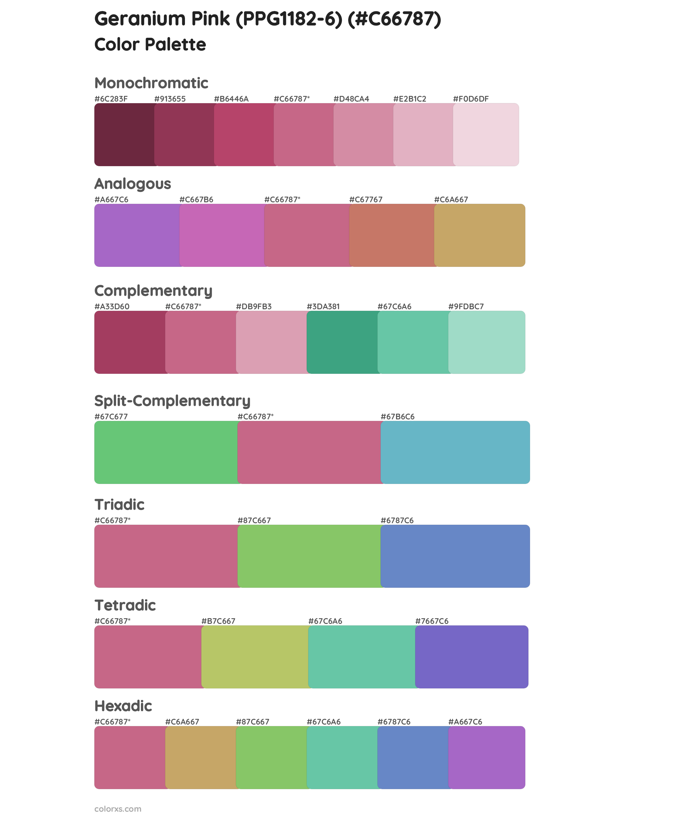 Geranium Pink (PPG1182-6) Color Scheme Palettes