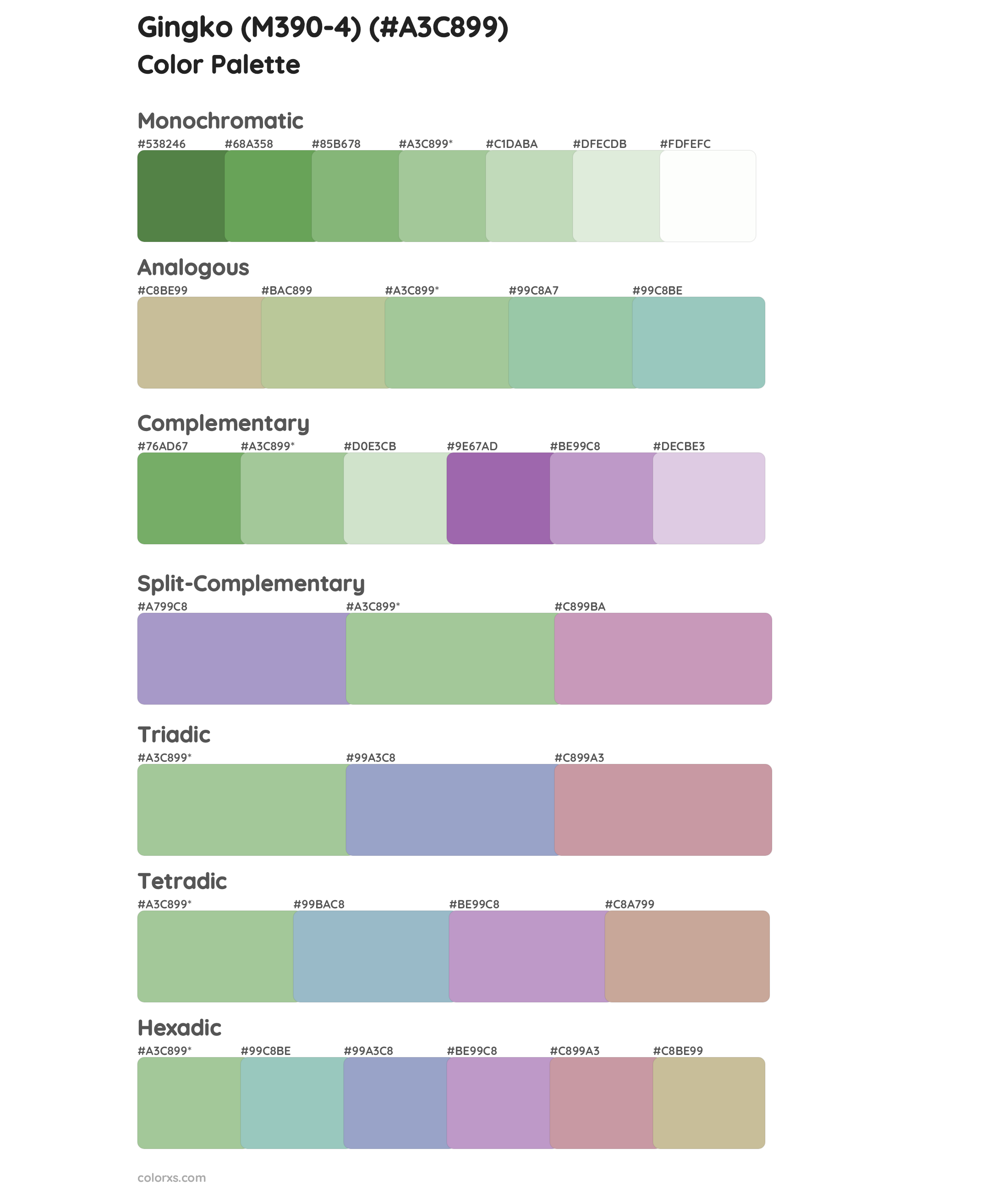 Gingko (M390-4) Color Scheme Palettes