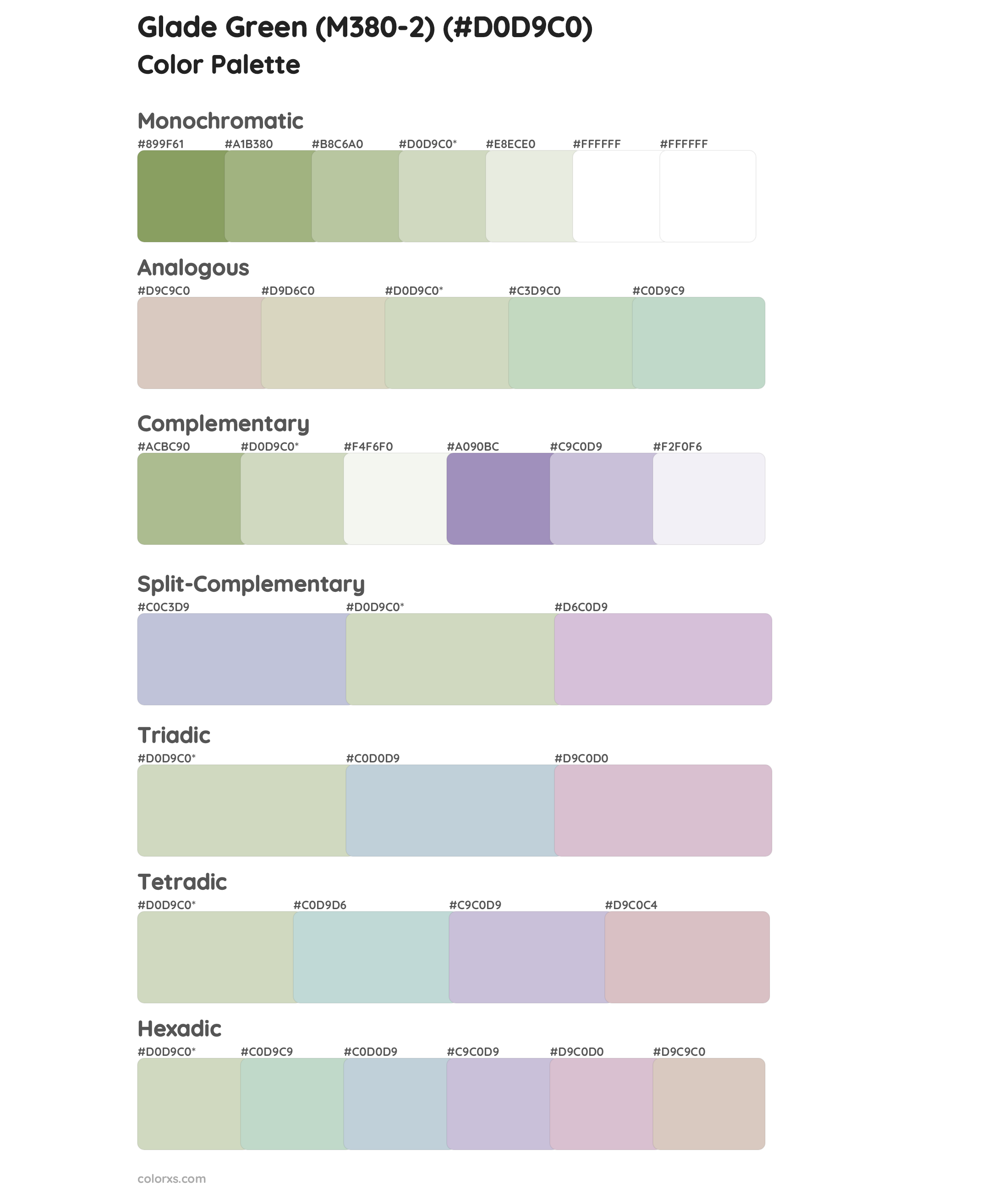 Glade Green (M380-2) Color Scheme Palettes