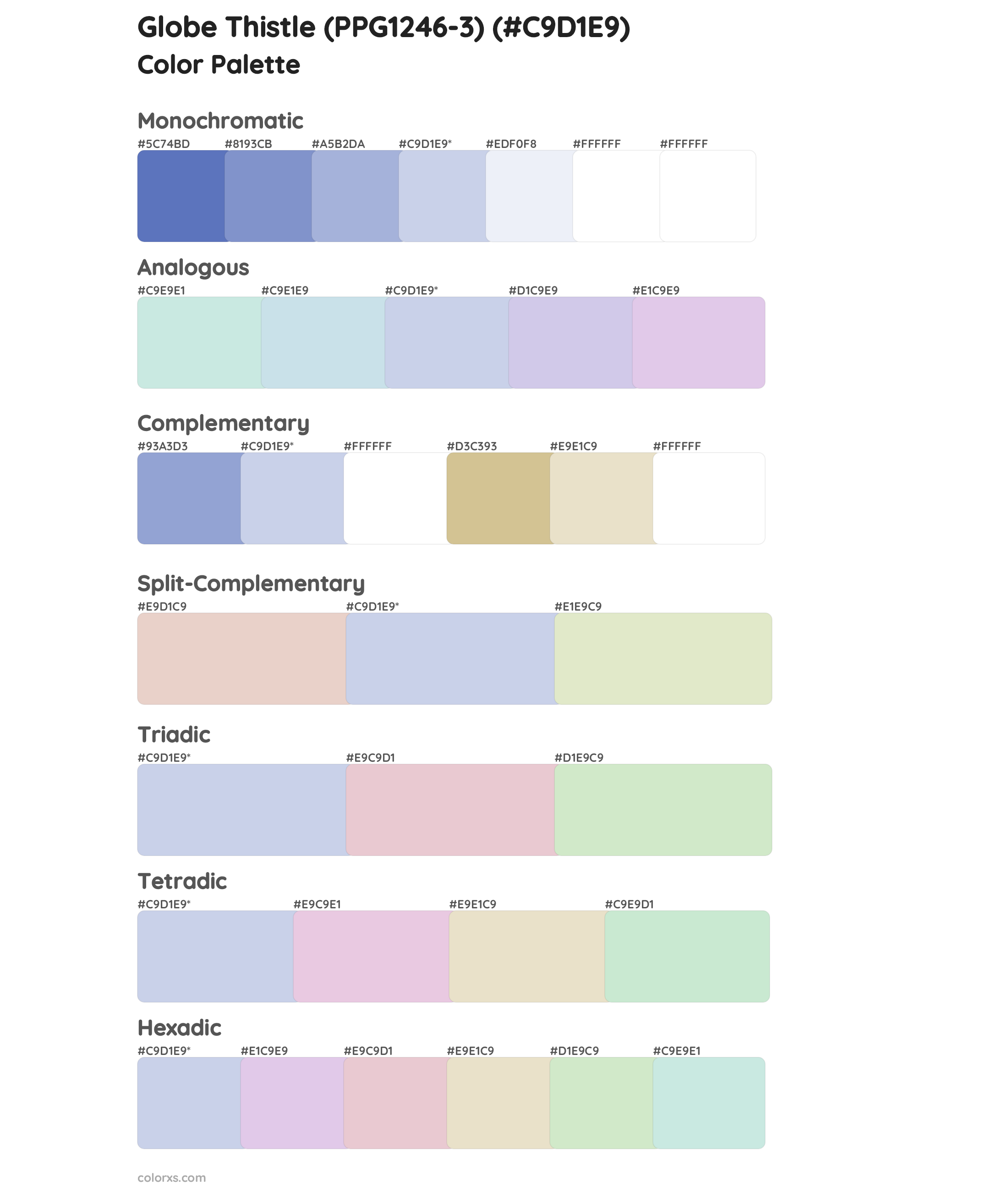 Globe Thistle (PPG1246-3) Color Scheme Palettes