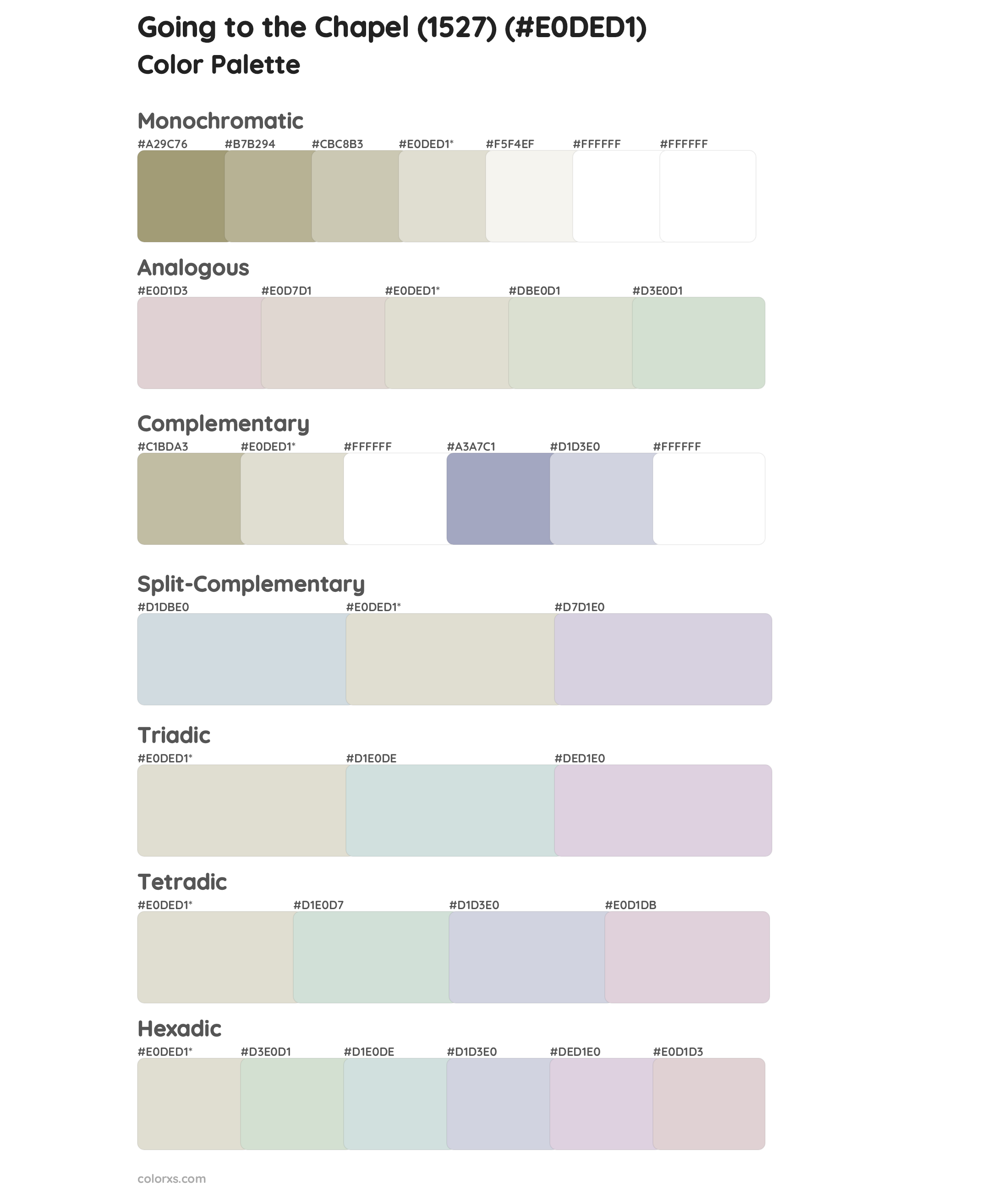 Going to the Chapel (1527) Color Scheme Palettes