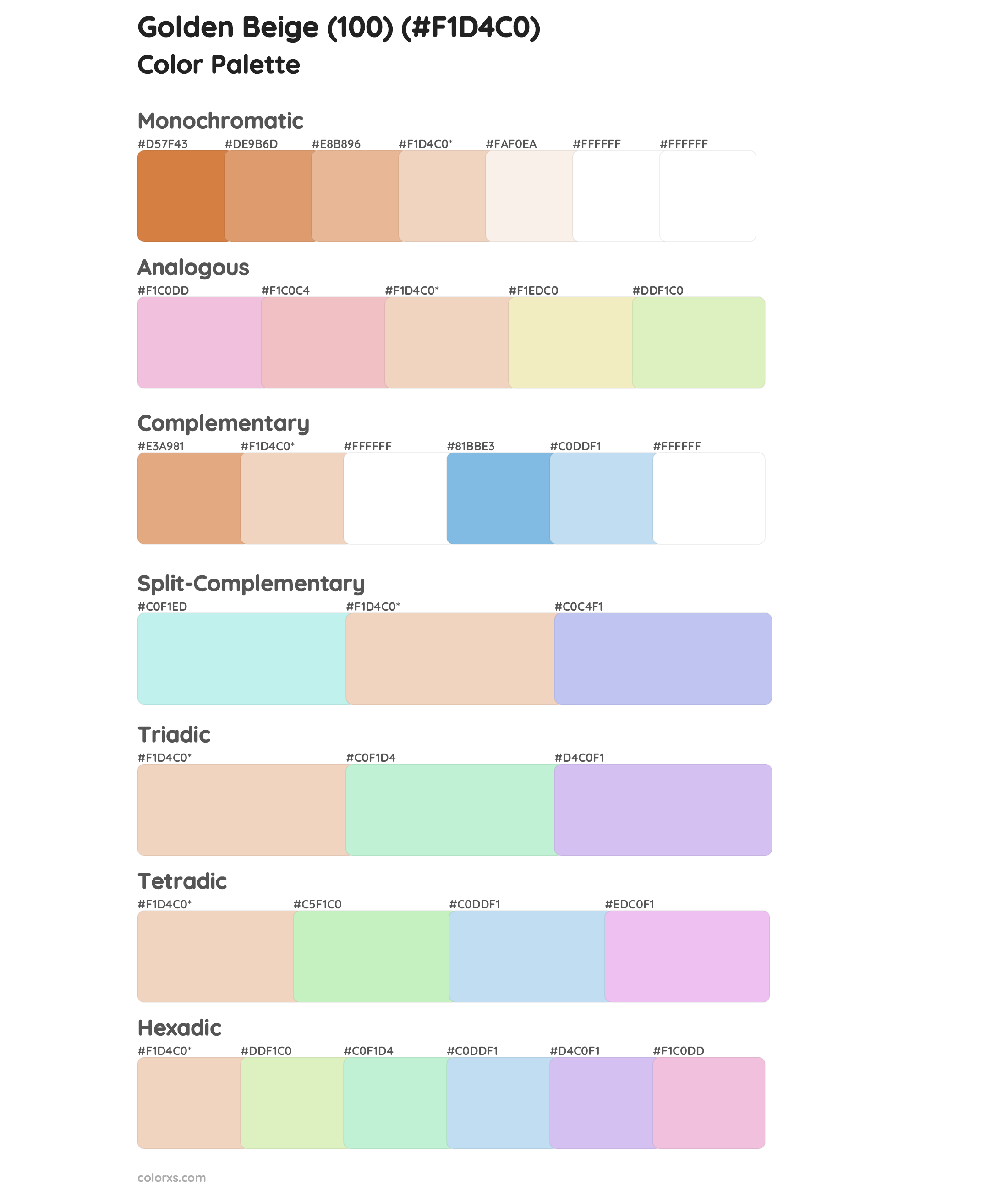 Golden Beige (100) Color Scheme Palettes