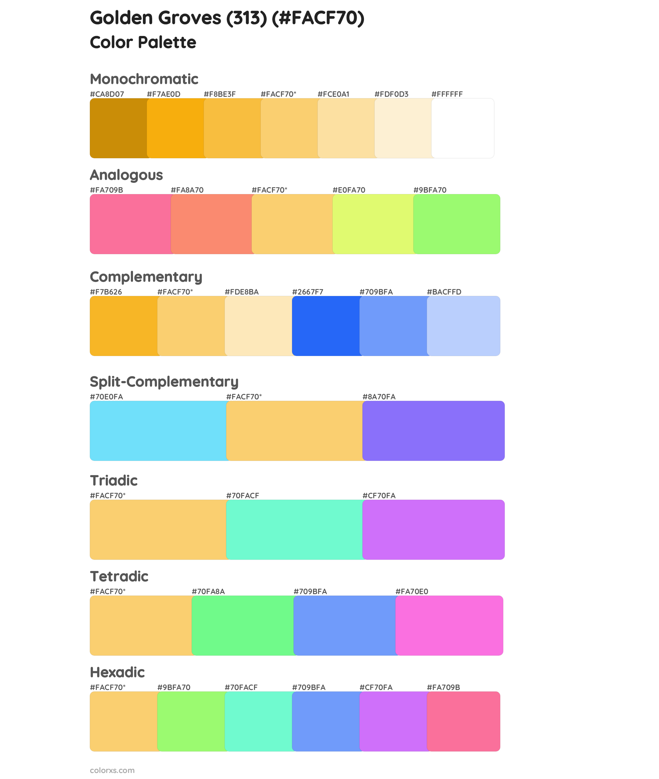 Golden Groves (313) Color Scheme Palettes