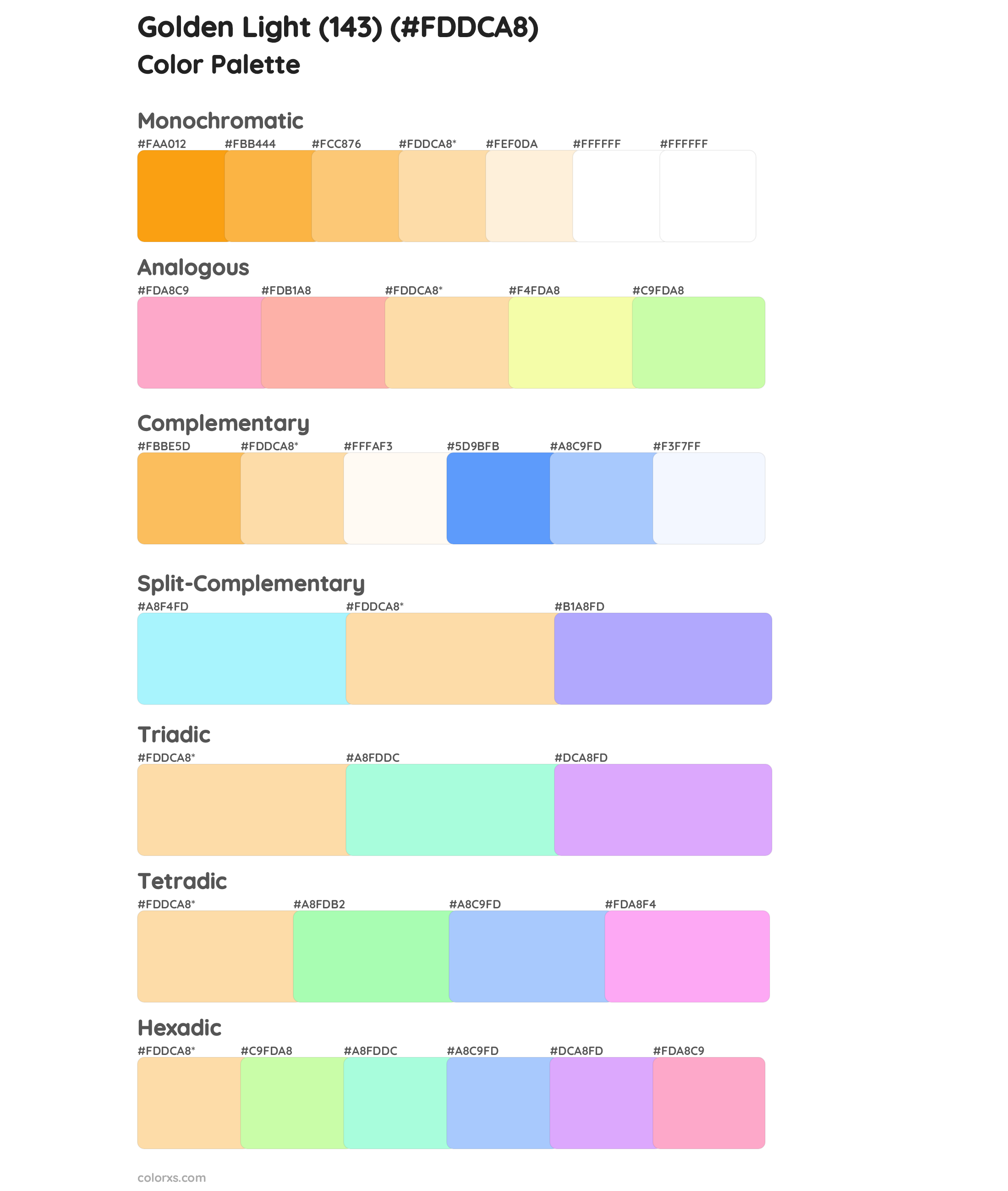 Golden Light (143) Color Scheme Palettes