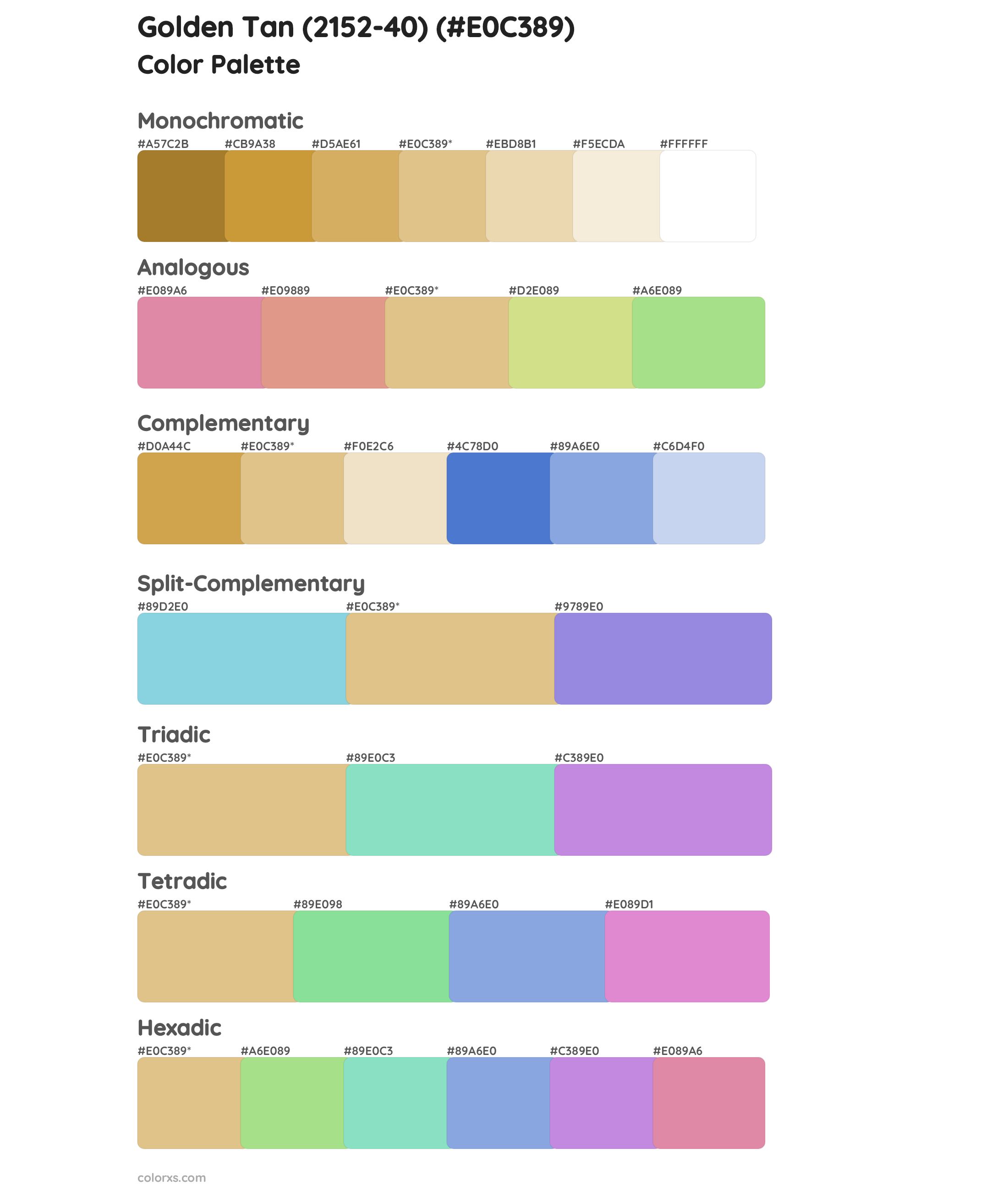 Golden Tan (2152-40) Color Scheme Palettes