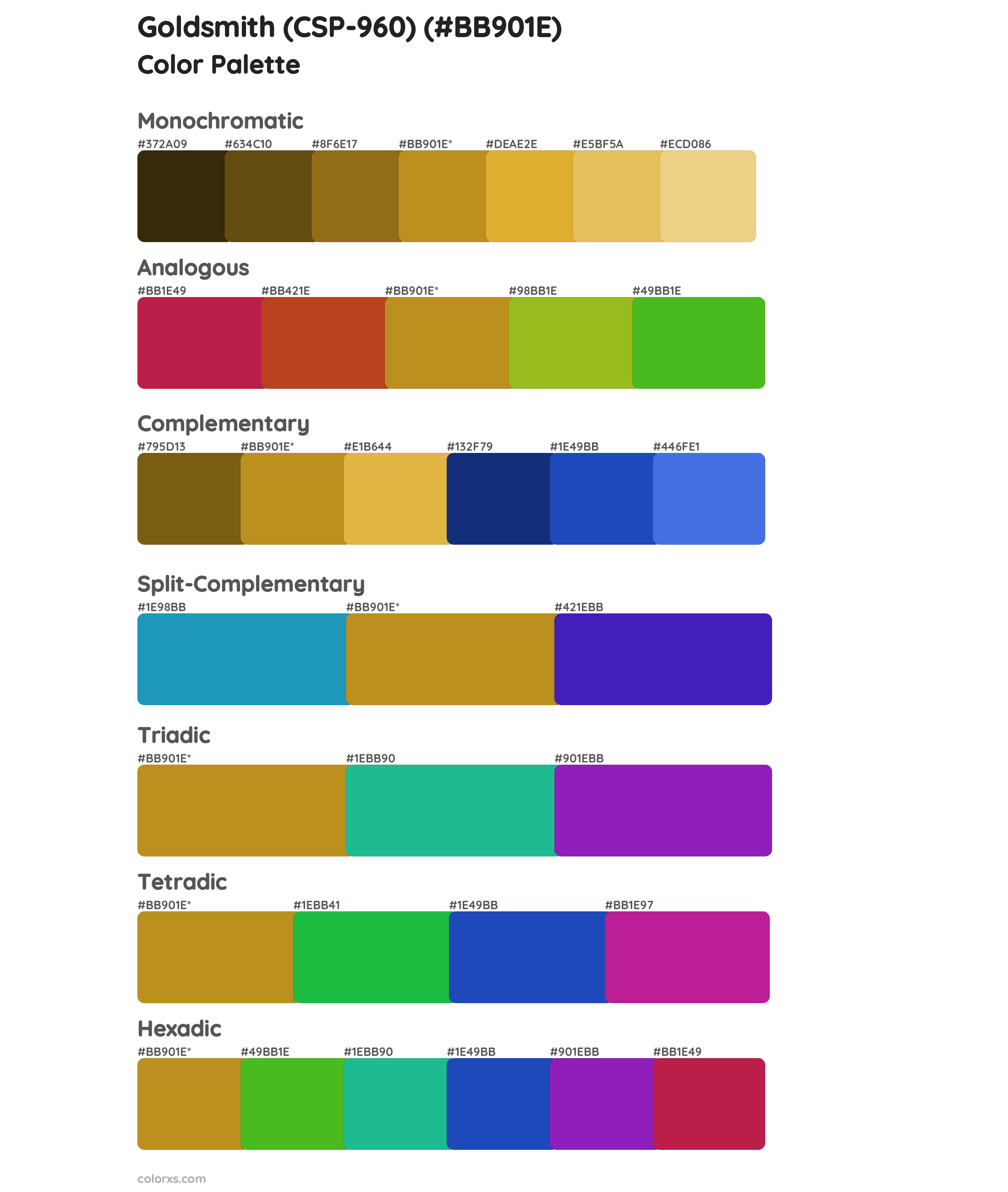 Goldsmith (CSP-960) Color Scheme Palettes