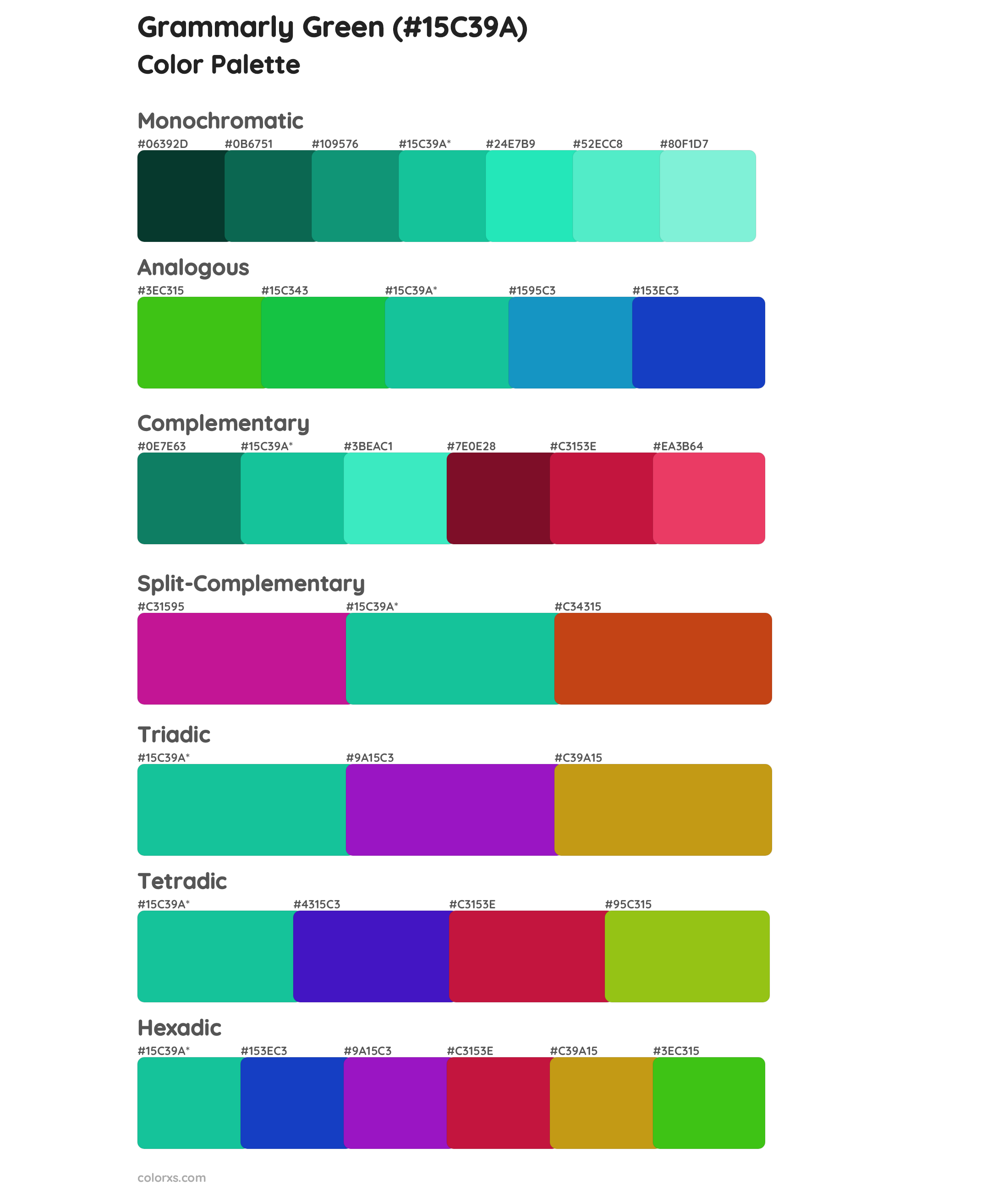 Grammarly Green Color Scheme Palettes