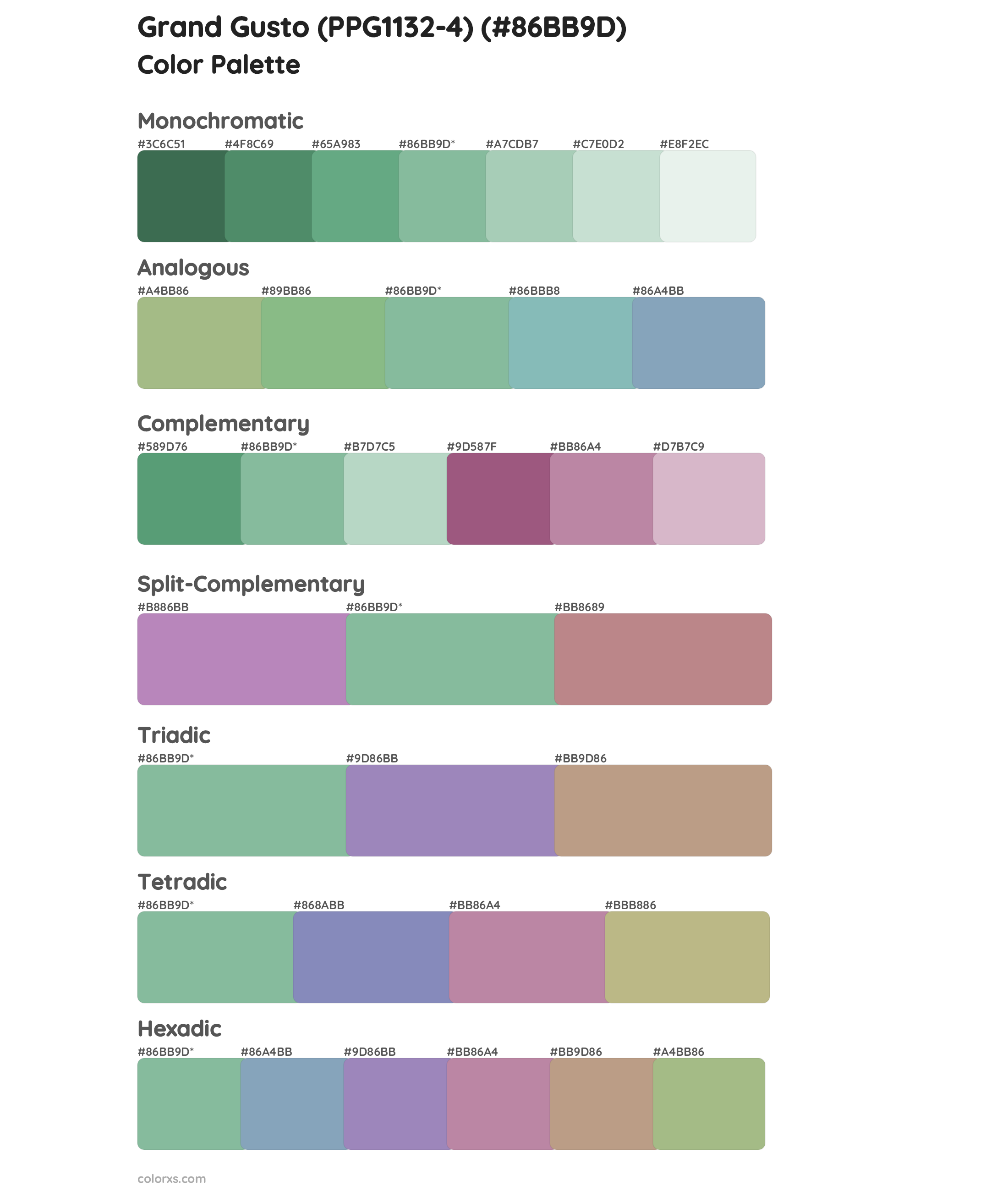 Grand Gusto (PPG1132-4) Color Scheme Palettes