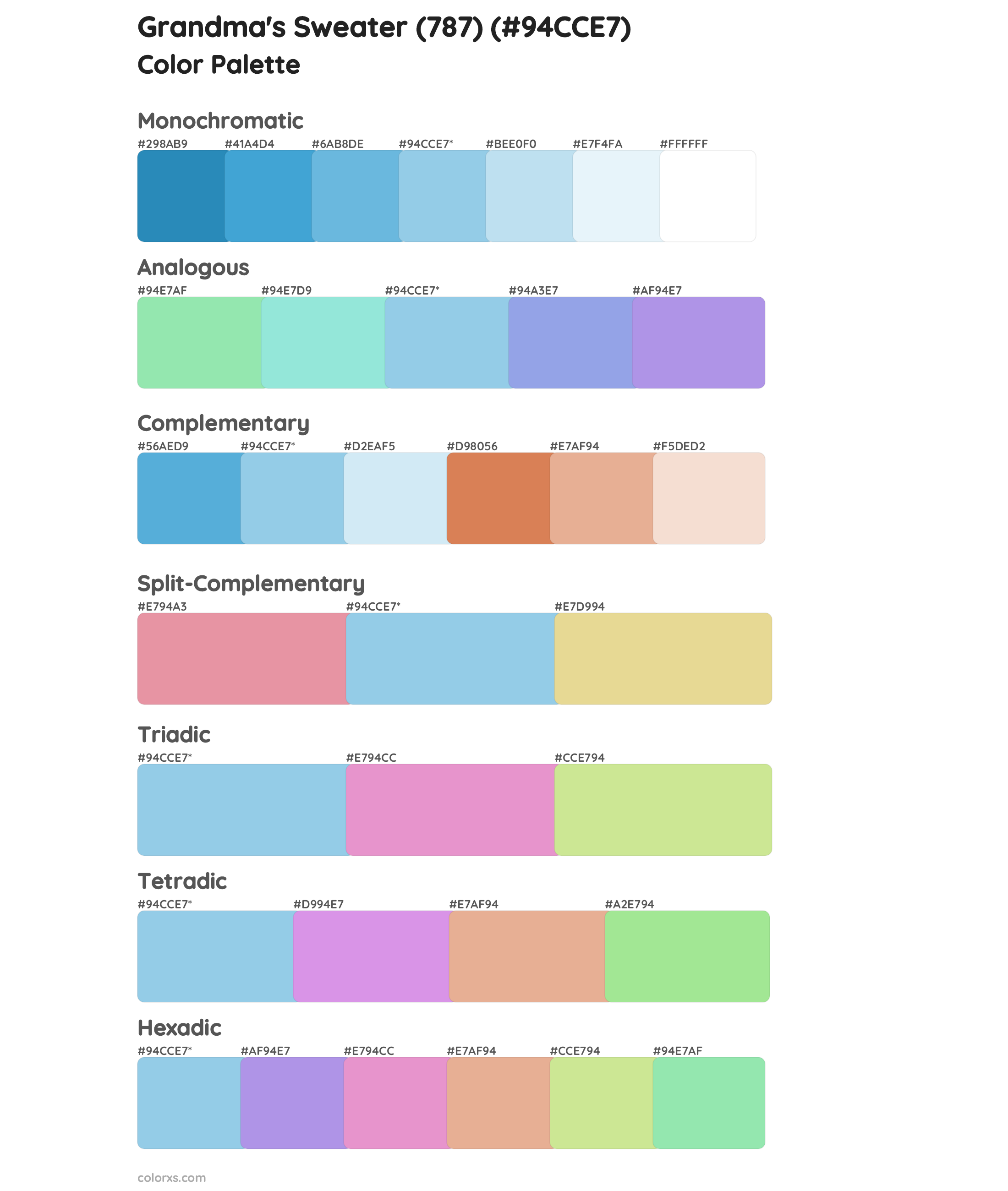 Grandma's Sweater (787) Color Scheme Palettes