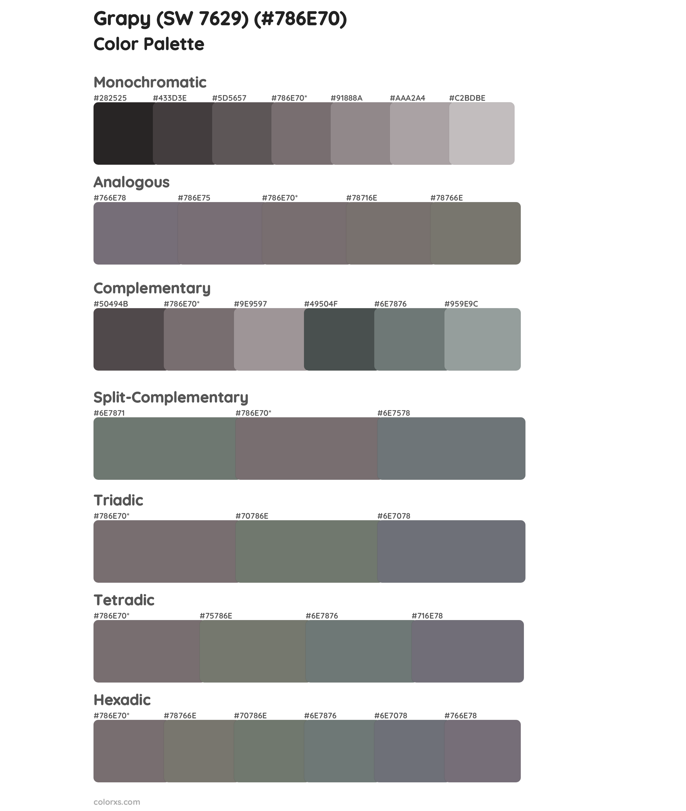 Grapy (SW 7629) Color Scheme Palettes