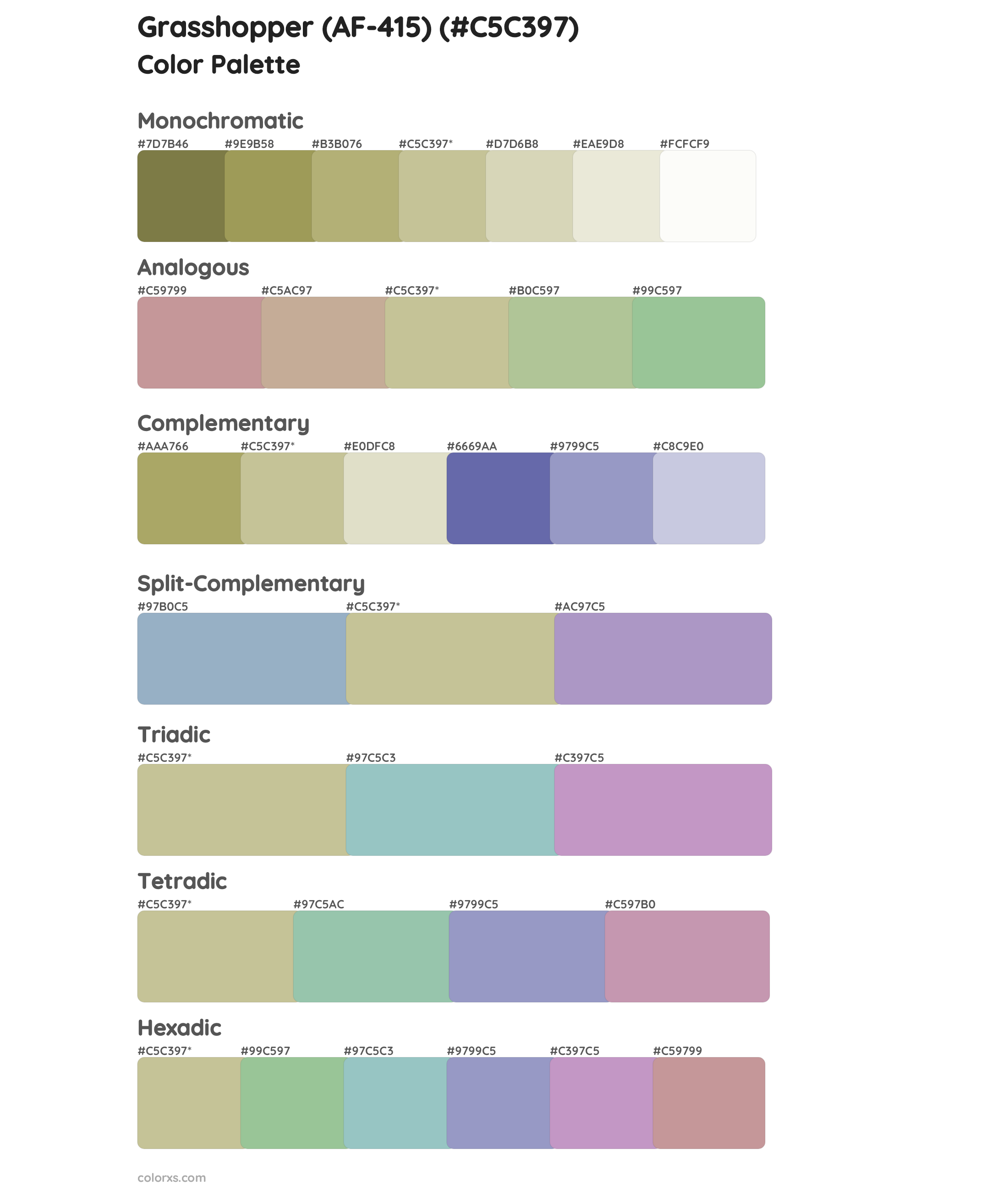 Grasshopper (AF-415) Color Scheme Palettes