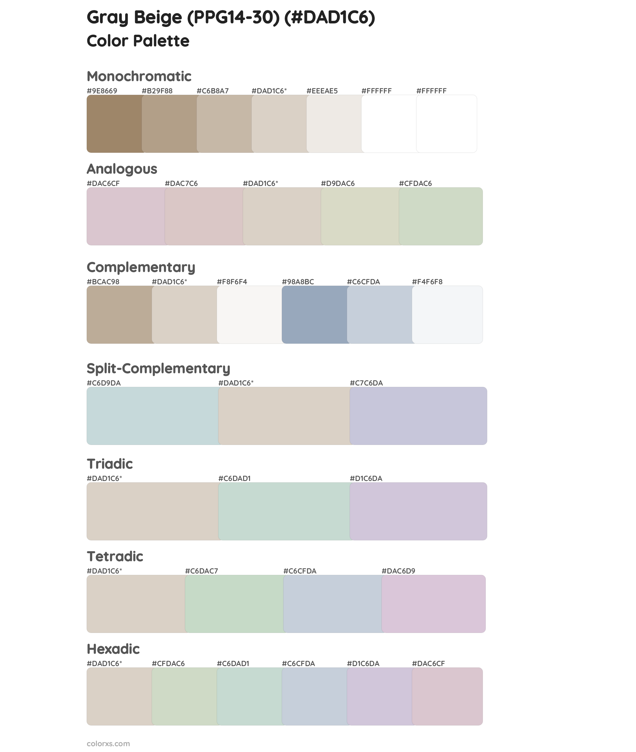 Gray Beige (PPG14-30) Color Scheme Palettes