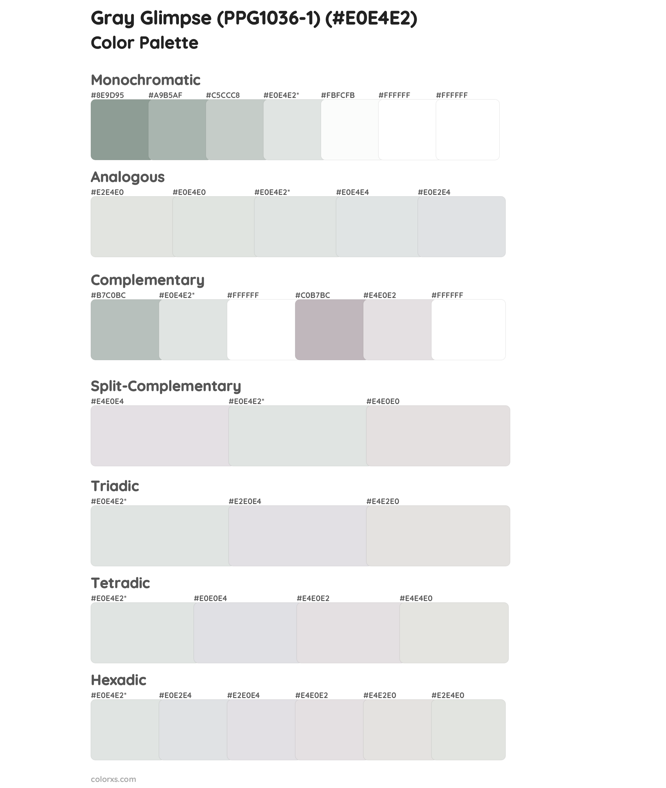 Gray Glimpse (PPG1036-1) Color Scheme Palettes