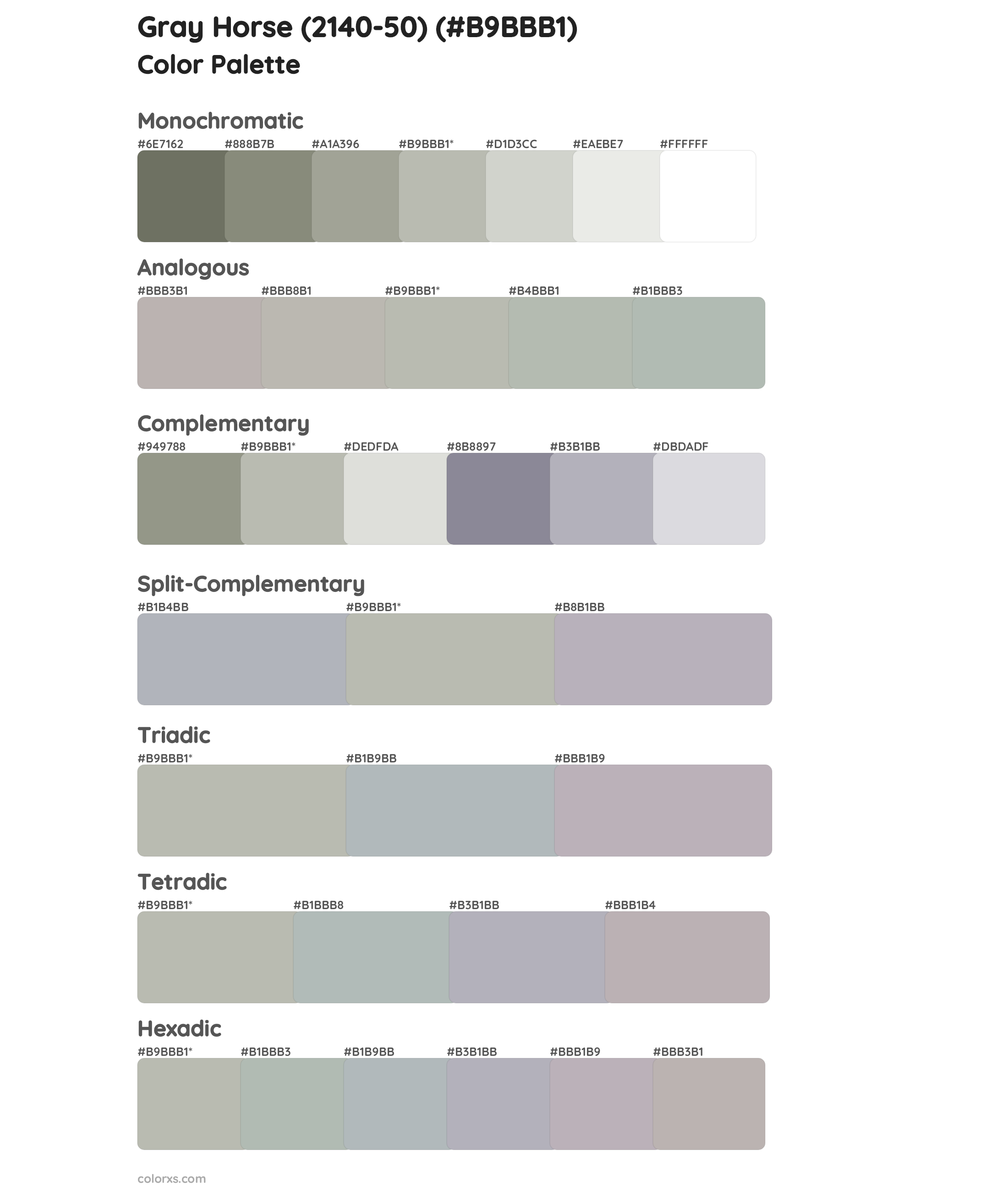 Gray Horse (2140-50) Color Scheme Palettes