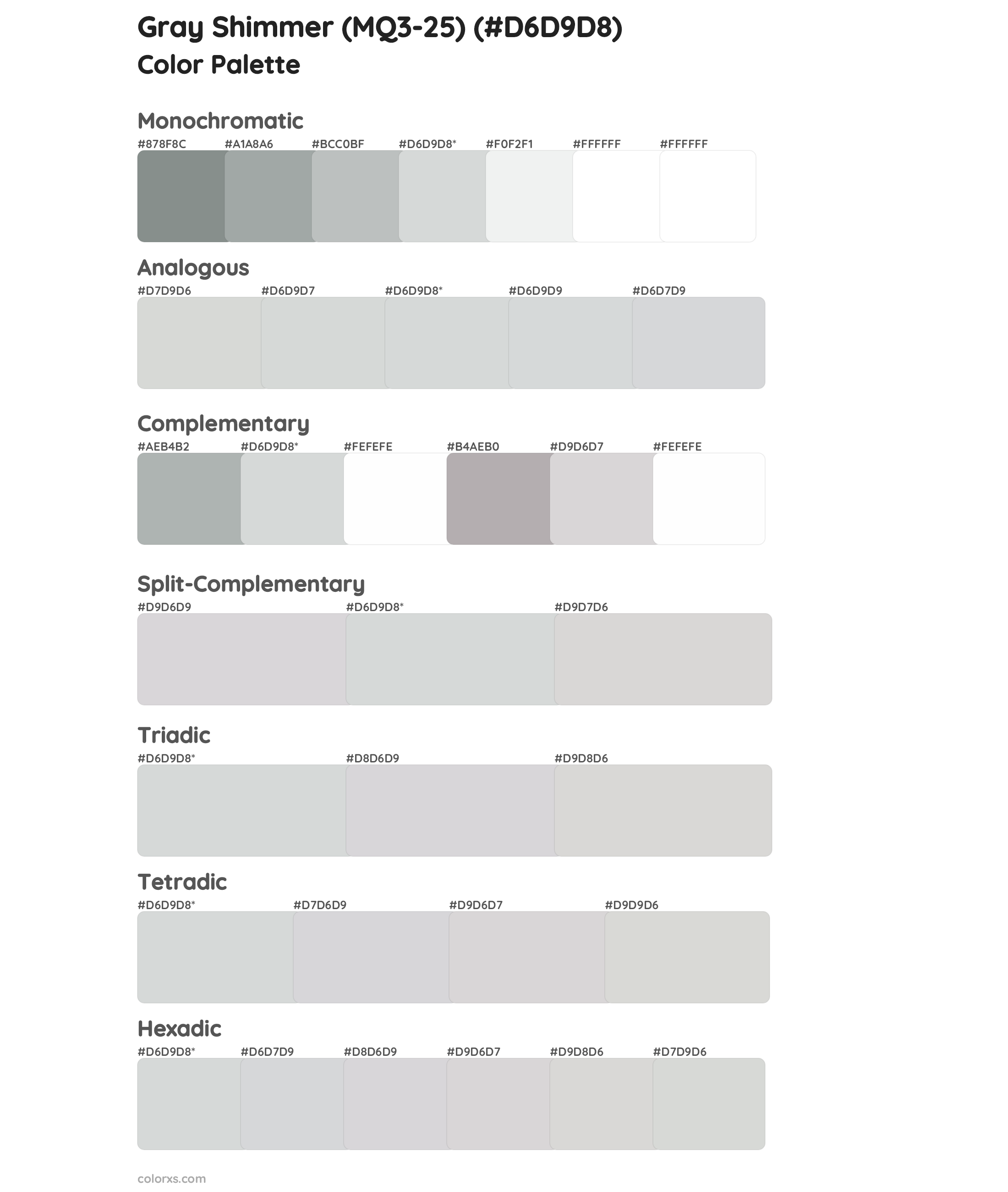 Gray Shimmer (MQ3-25) Color Scheme Palettes