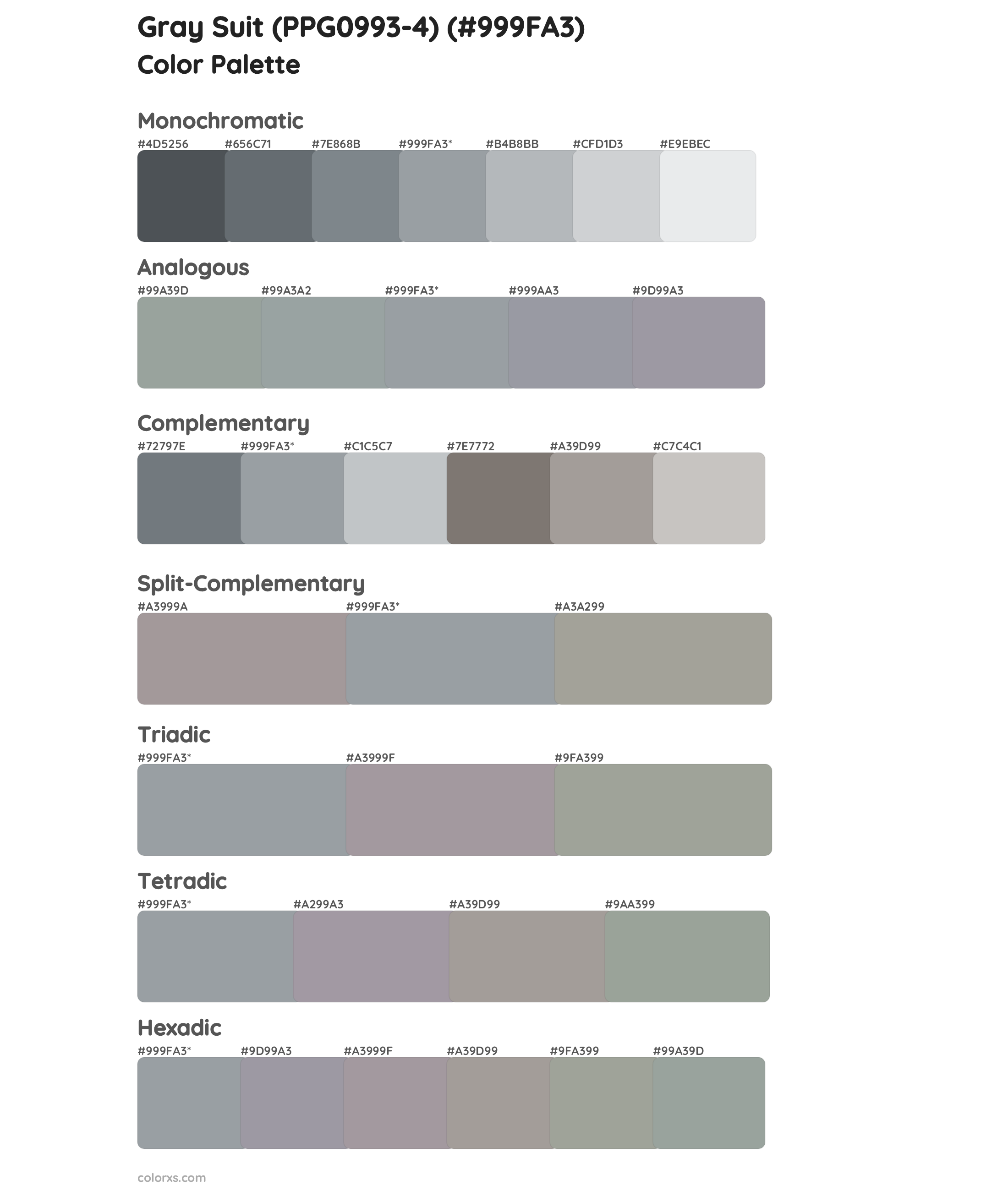 Gray Suit (PPG0993-4) Color Scheme Palettes