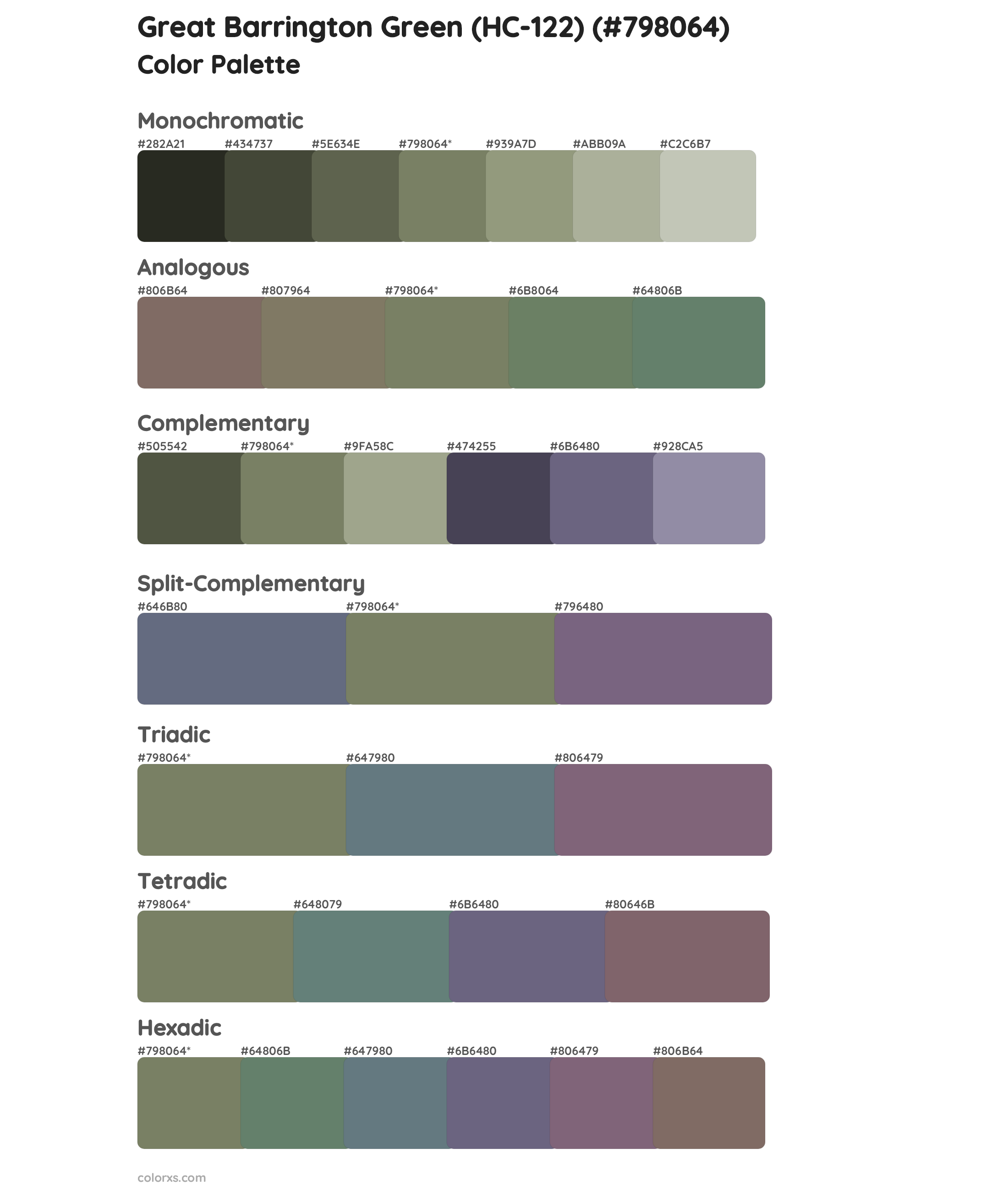 Great Barrington Green (HC-122) Color Scheme Palettes