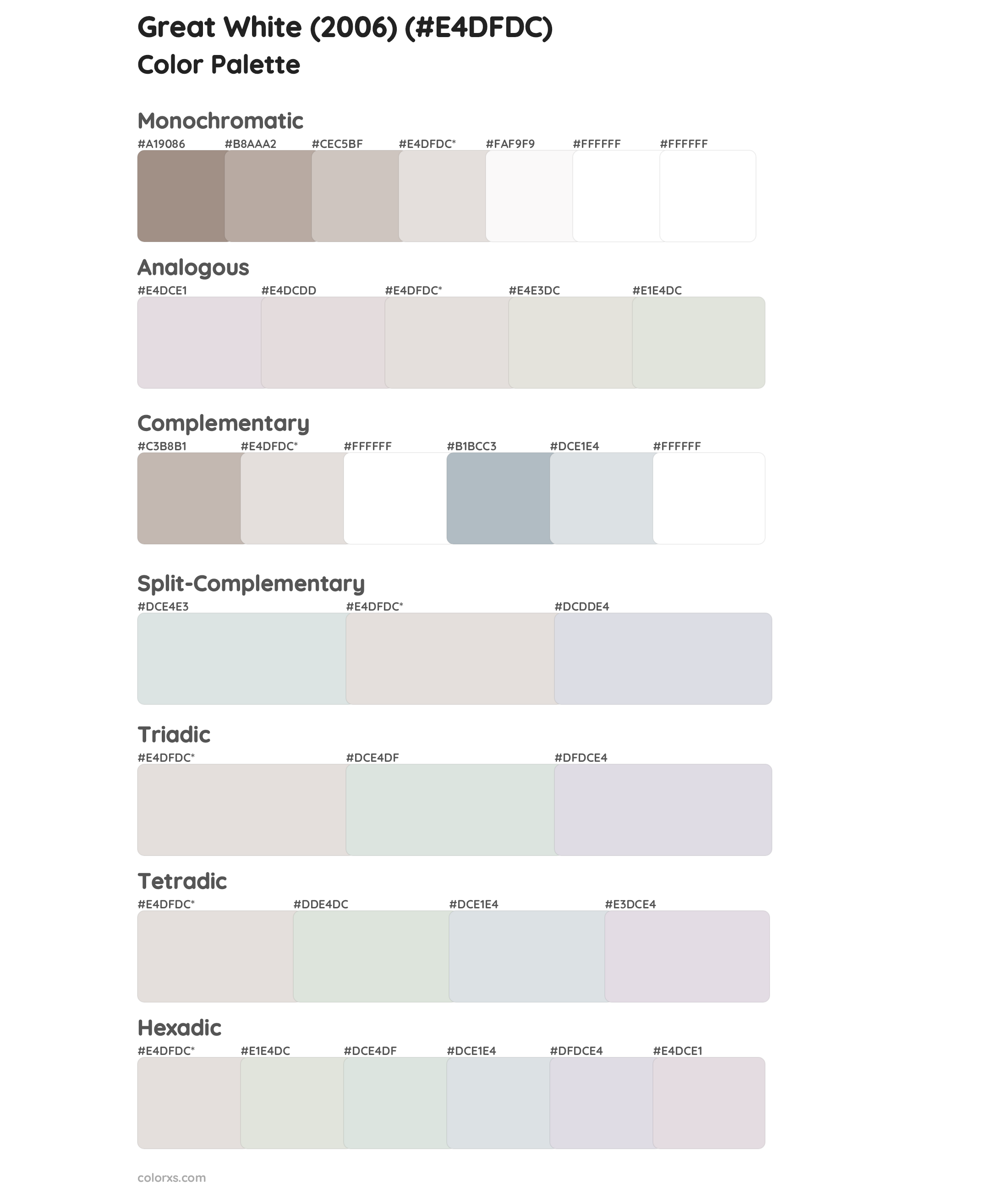 Great White (2006) Color Scheme Palettes