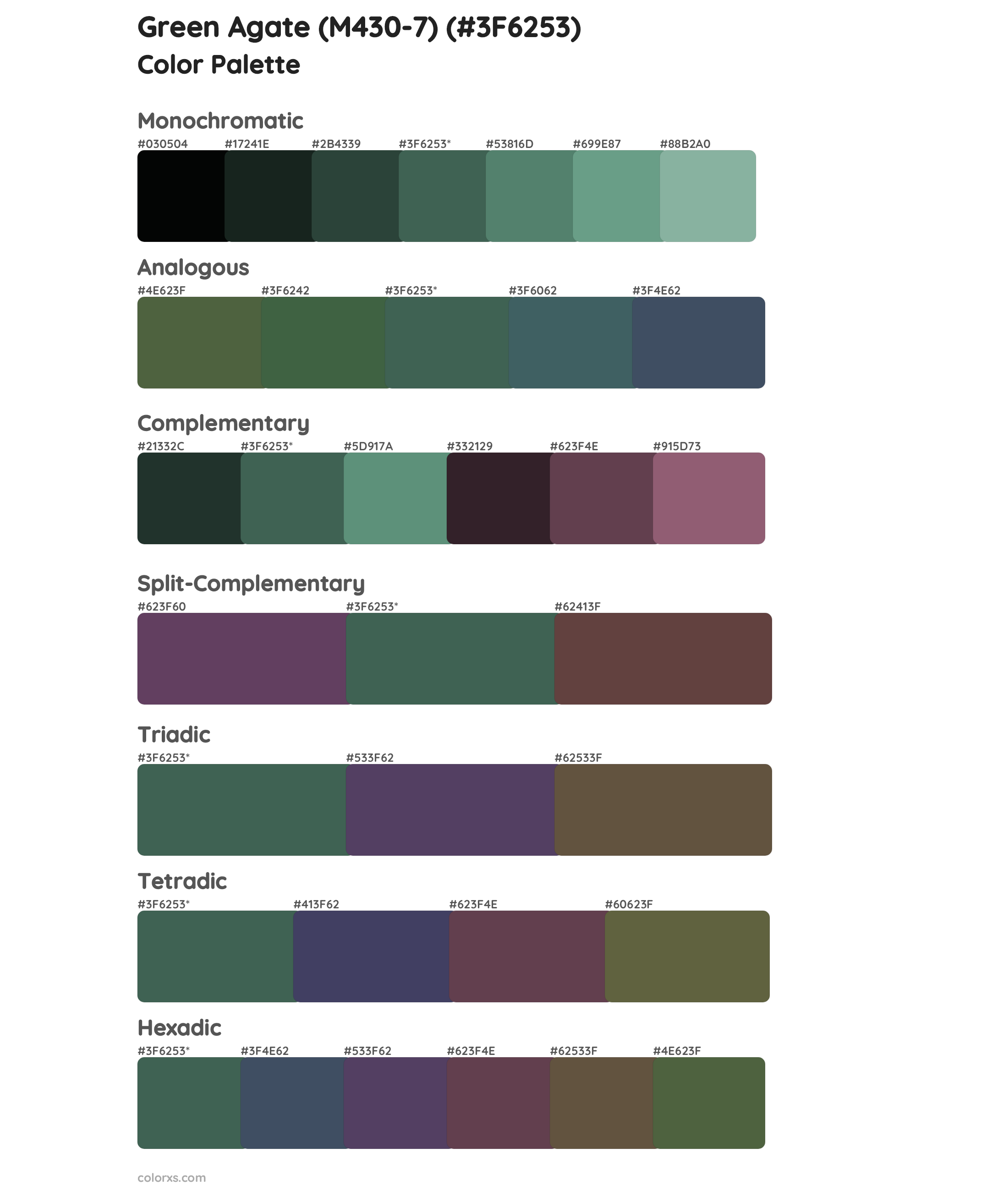 Green Agate (M430-7) Color Scheme Palettes